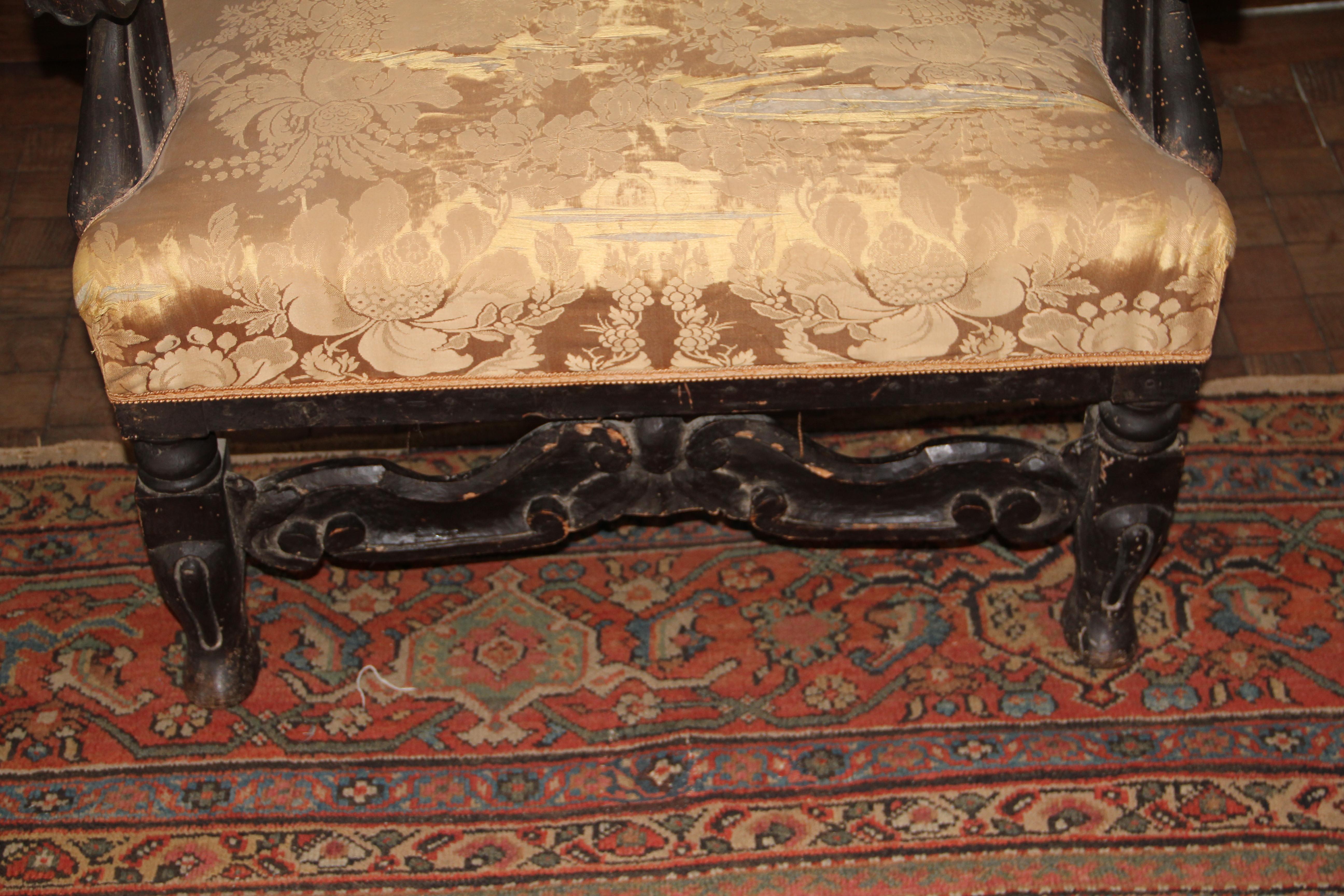 Pair of Large Ebonised Armchairs, Late 17th Century im Angebot 3