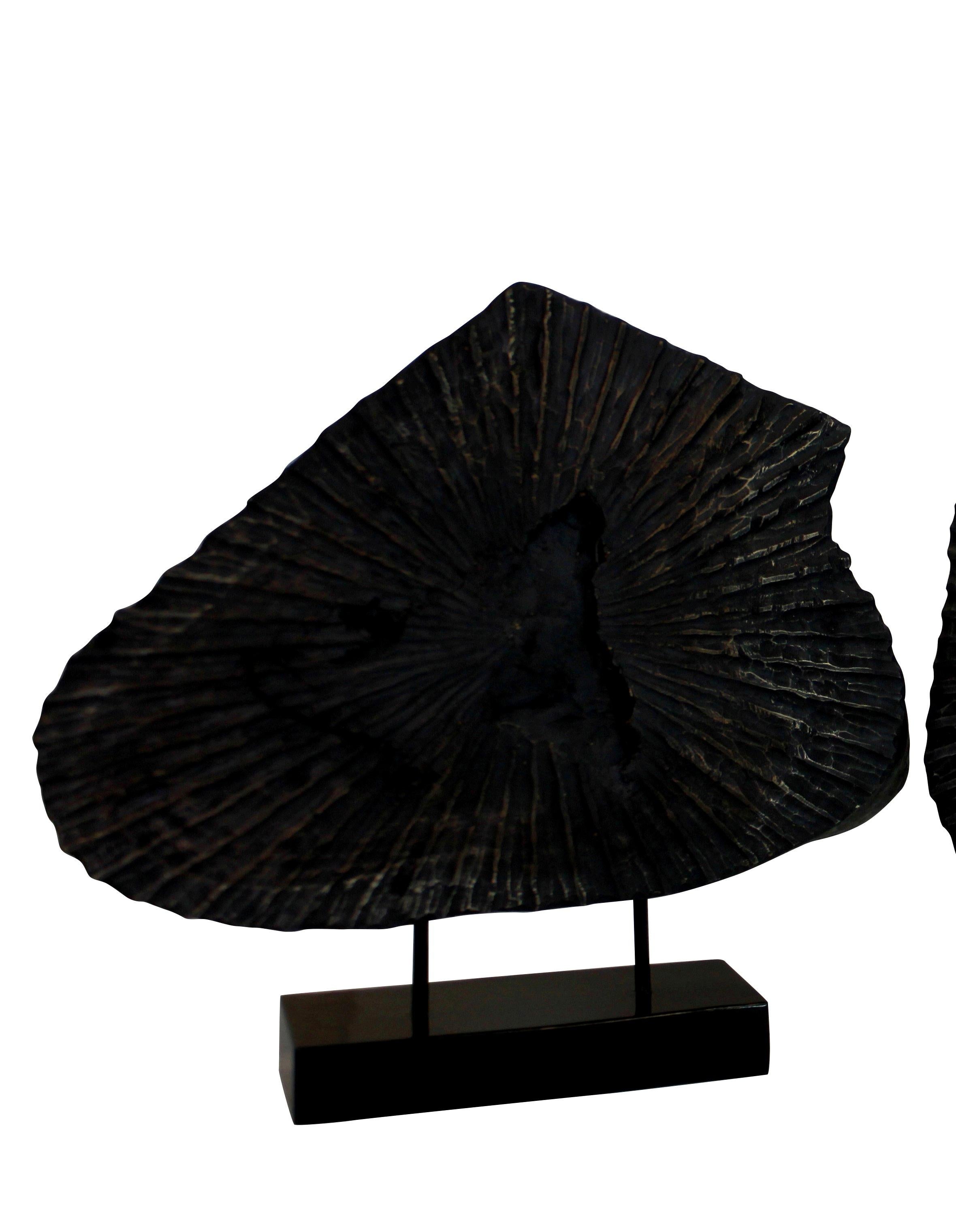 Late 20th Century Pair of Large Ebonized Tree Trunk Sculptures