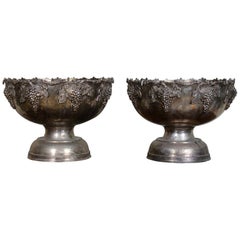 Pair of Large Ecclesiastical Wine Coolers White Metal Bowls Urns