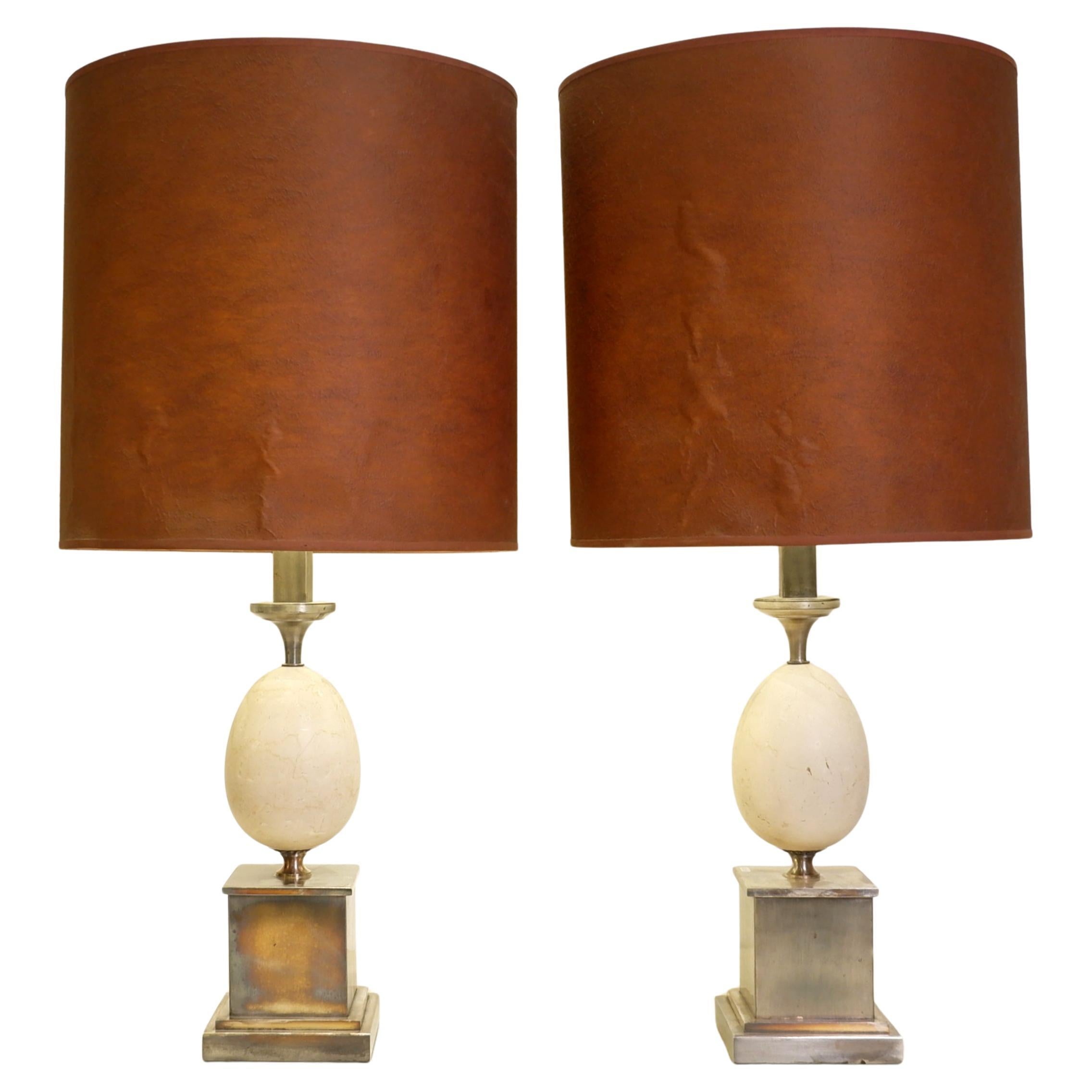 Pair of Large egg lamps in the style of Maison Charles - 1970s