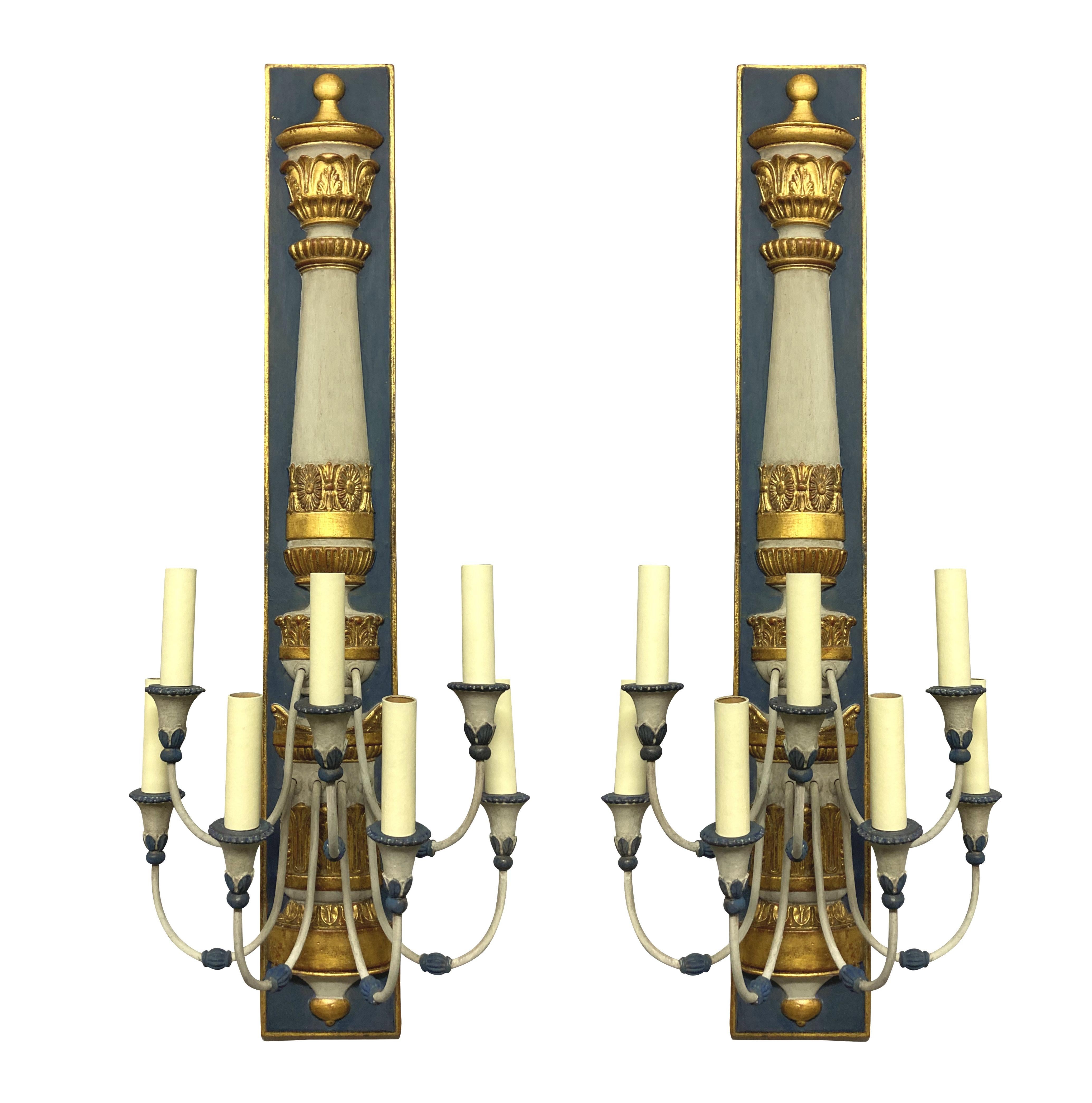 Pair of Large Egyptian Revival Wall Lights For Sale
