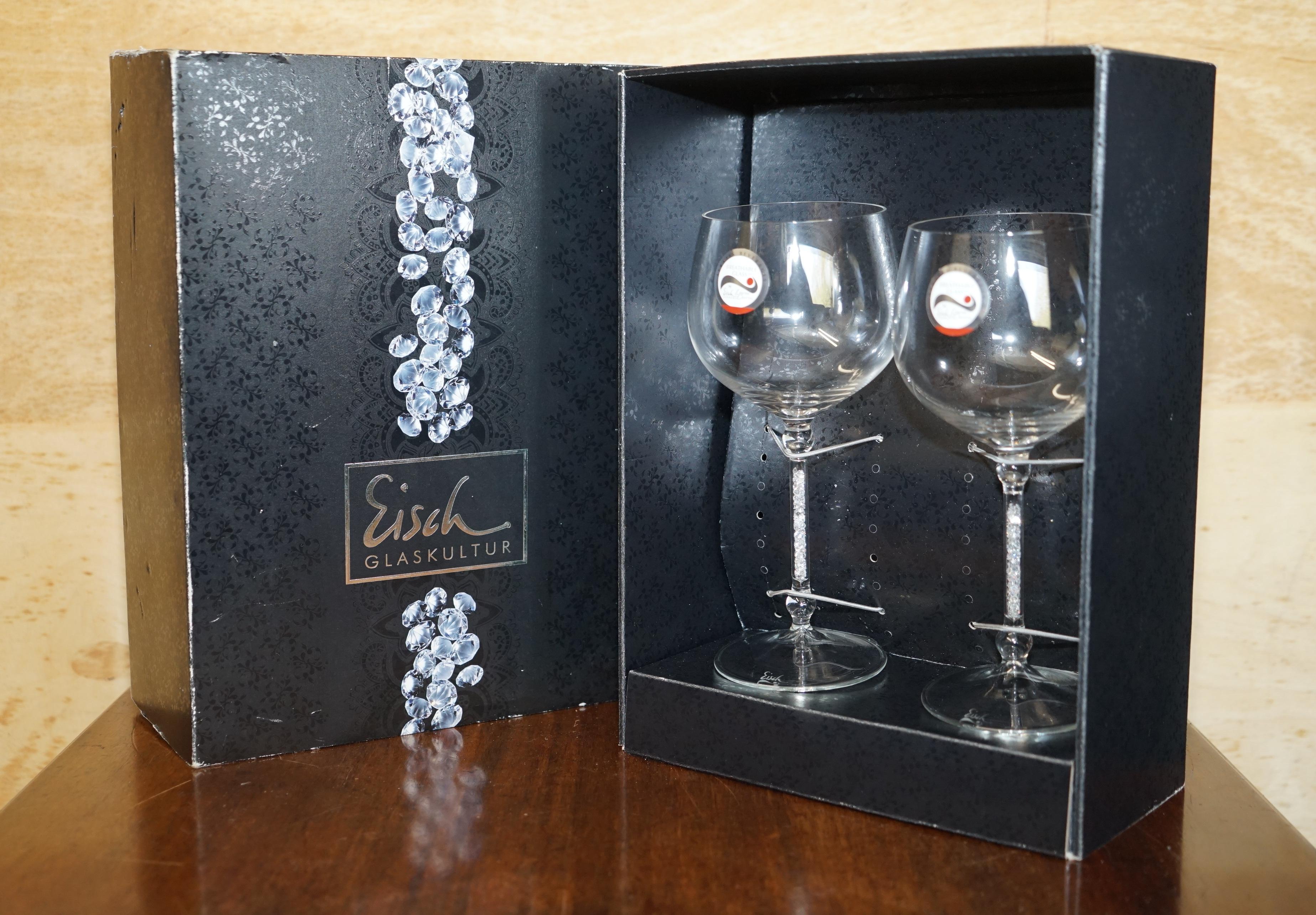 Royal House Antiques

Royal House Antiques is delighted to offer for sale this stunning pair of brand new in the box Eisch Gladkultur breathable glasses designed by Lauren with

A lovely pair of very decorative glasses, they are crystal, signed to
