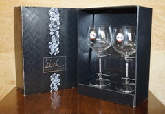 PAIR OF LARGE EISCH GLADKULTUR LAUREN CRYSTAL BREATHABLE GLASSES MUST SEE STEMs