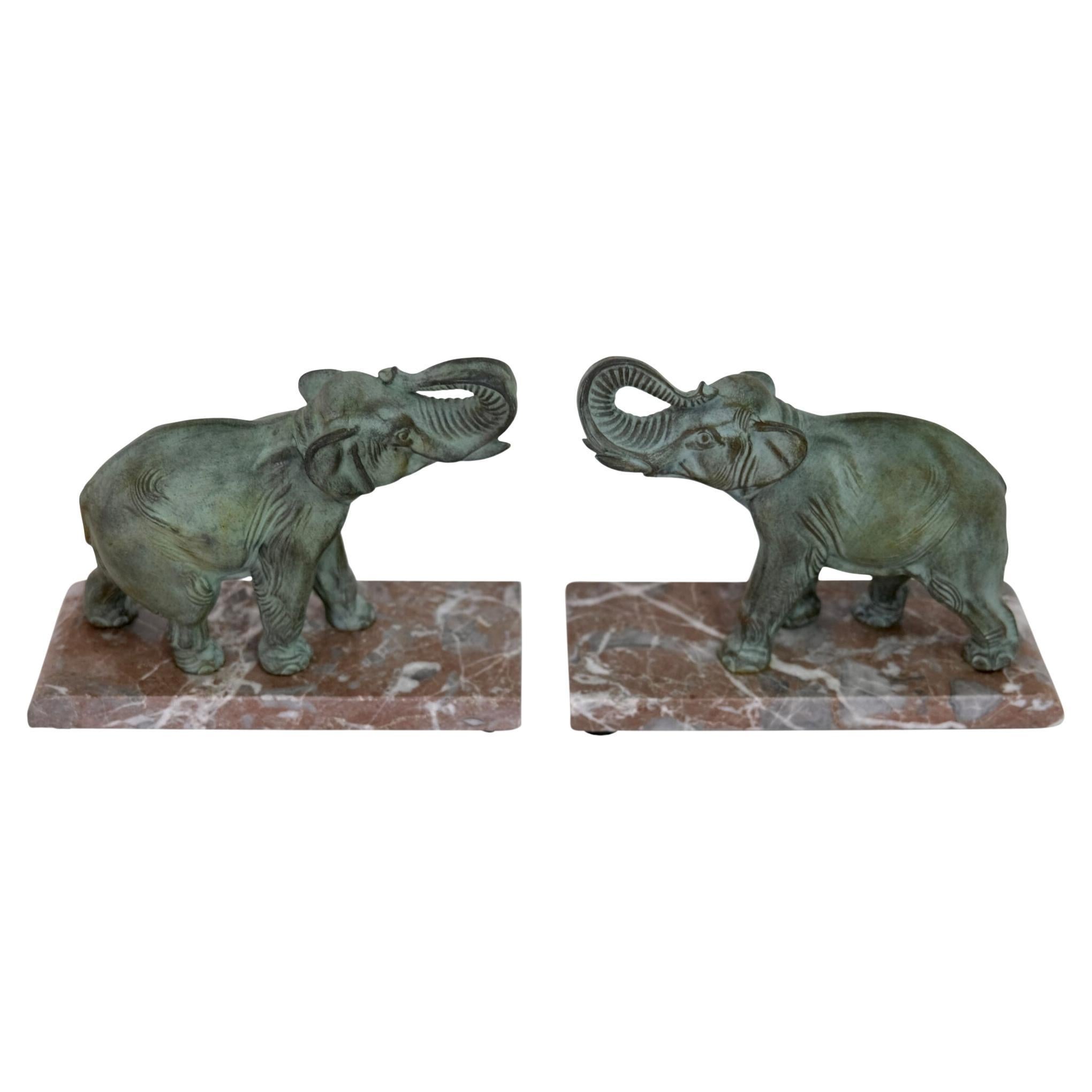Paire de grands serre-livres éléphants