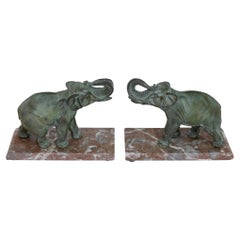 Paire de grands serre-livres éléphants