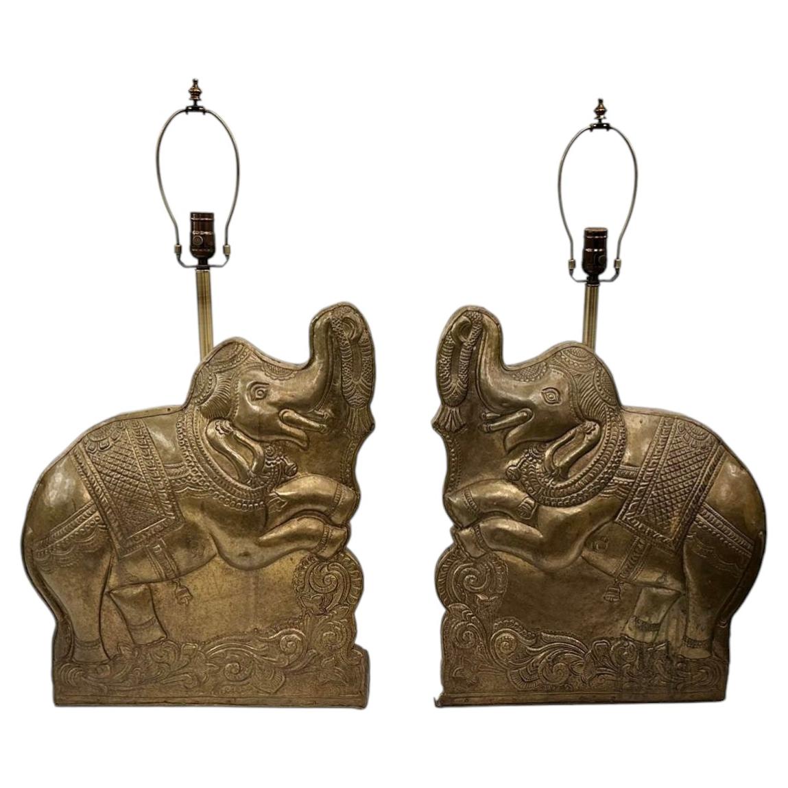Pair of Large Elephant Lamps For Sale