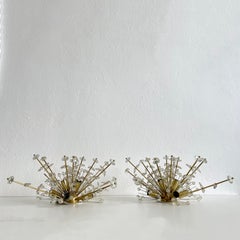 Pair of Large Emil Stejnar Snowflake Sputnik Flush Mount Lamps, Austria 1950s