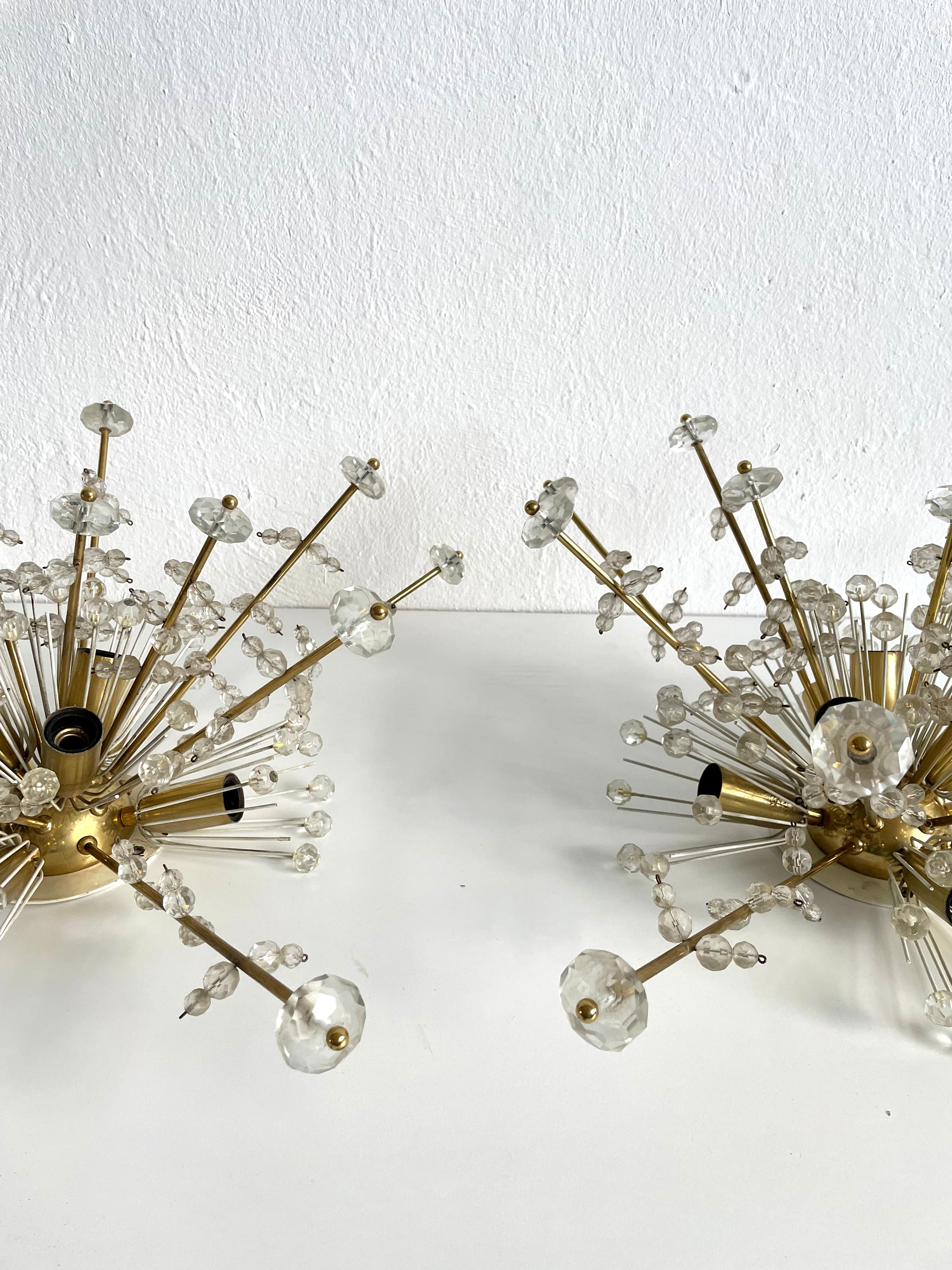 Pair of Large Emil Stejnar Snowflake Sputnik Flush Mount Lamps, Austria 1950s For Sale 2