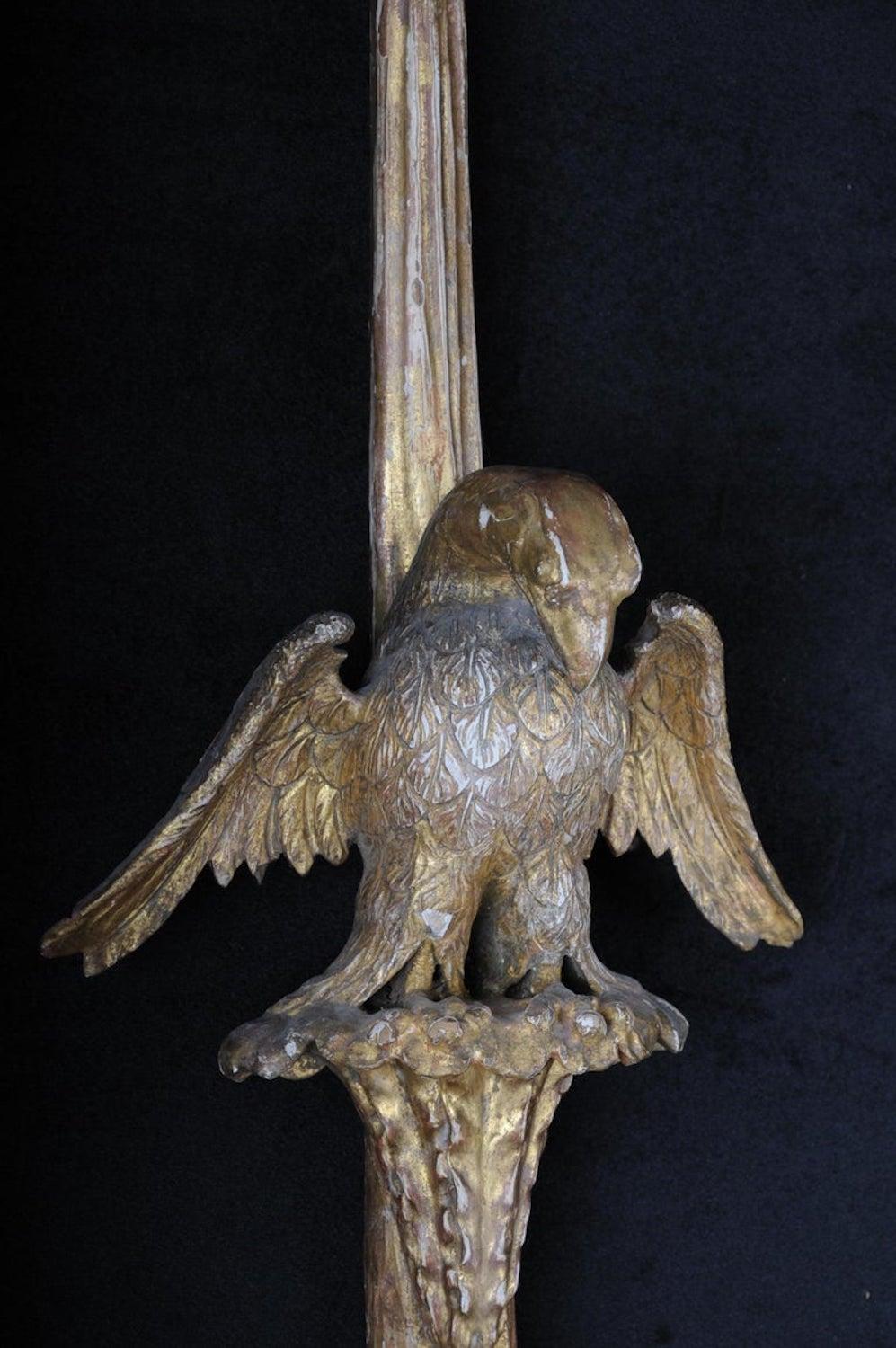 Pair of Large Empire Appliqués / Sconces circa 1800, Gilded Linden Wood For Sale 6