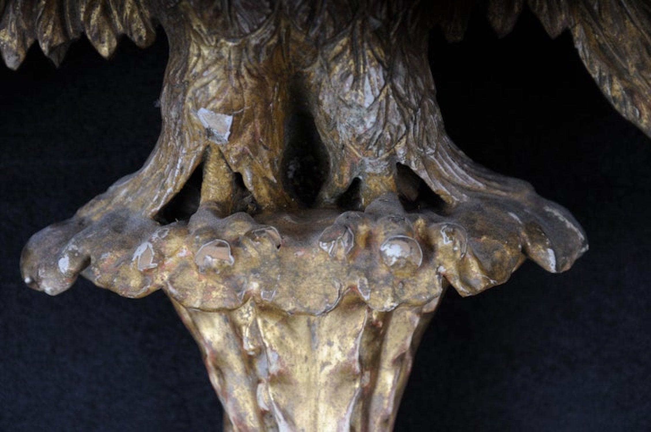 Pair of Large Empire Appliqués / Sconces circa 1800, Gilded Linden Wood In Good Condition For Sale In Berlin, DE