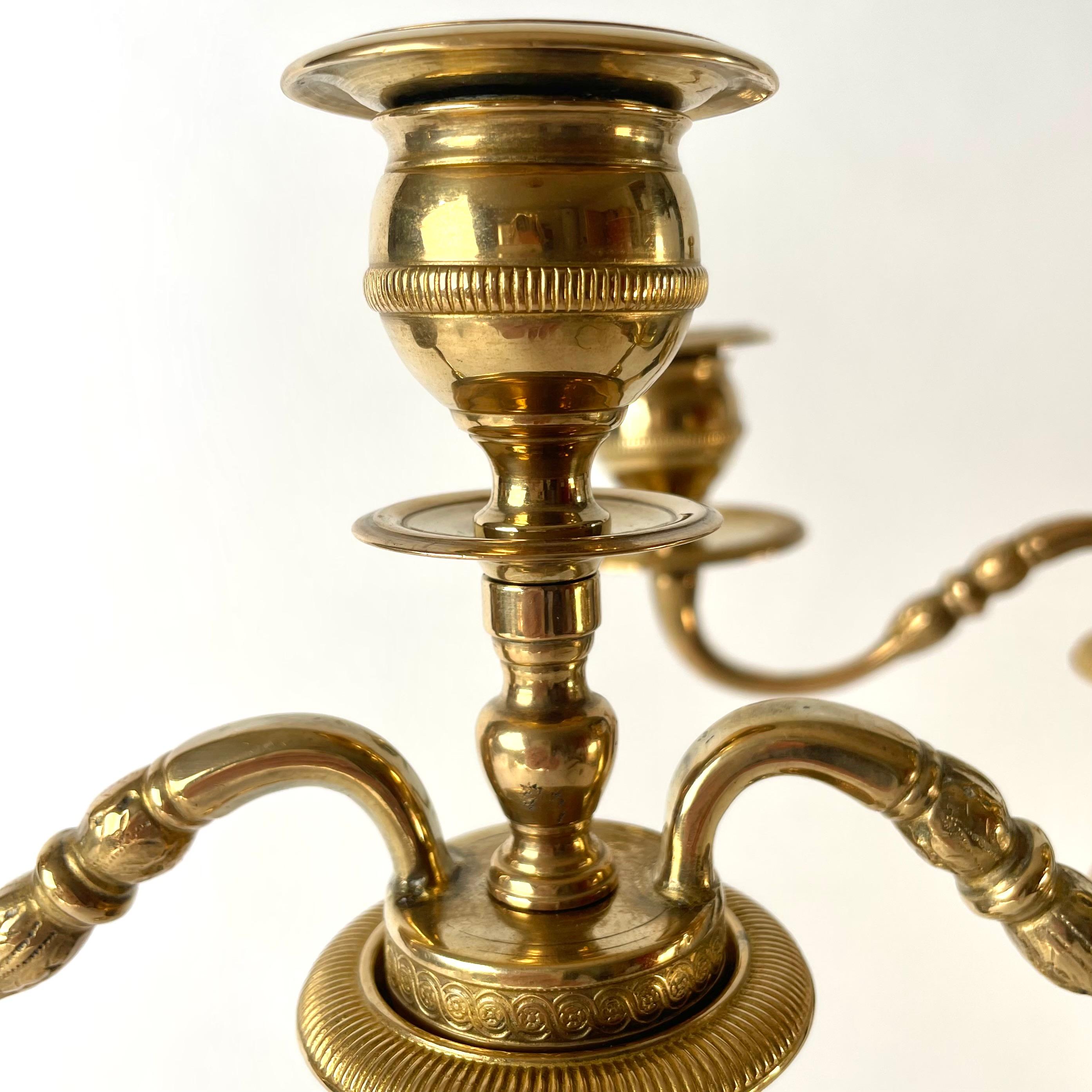 Pair of large Empire Candlesticks, convertible into Candelabra. France 1820s For Sale 6
