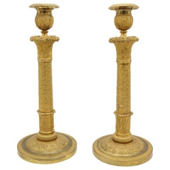 Pair of Large Empire Ormolou Candlesticks