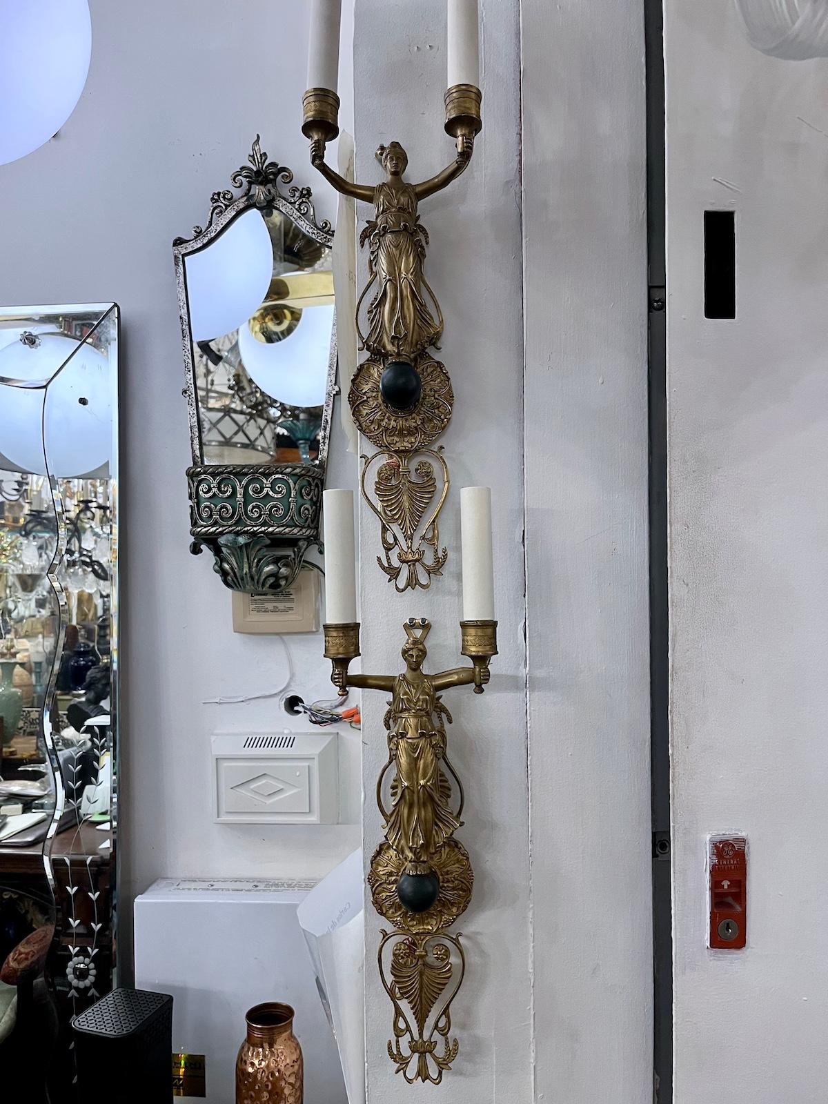 French Pair of Large Empire Sconces For Sale