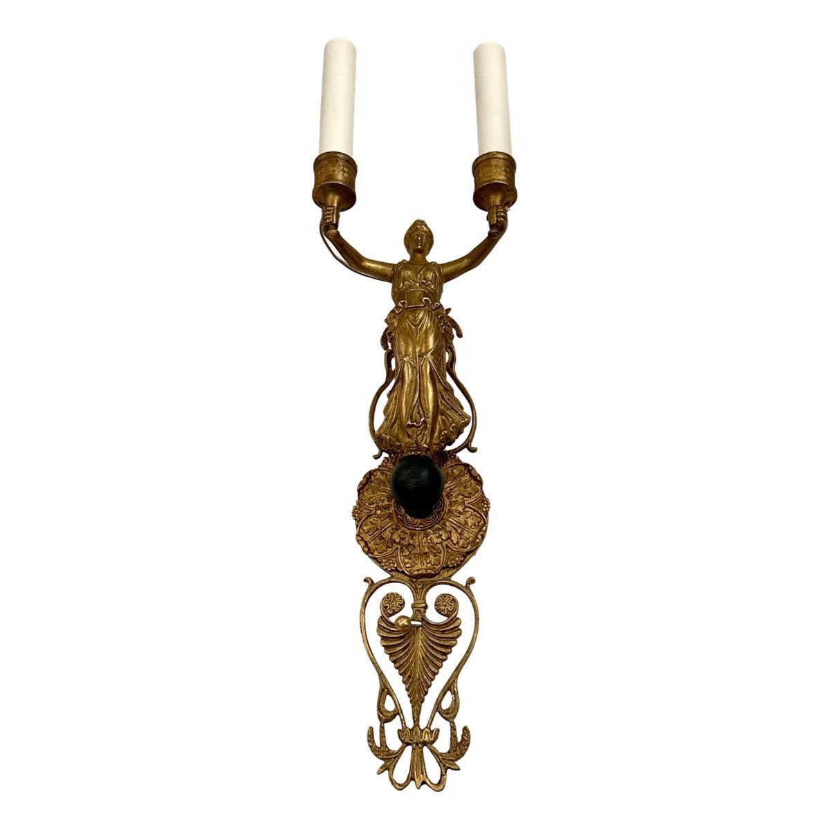 Pair of Large Empire Sconces In Good Condition For Sale In New York, NY
