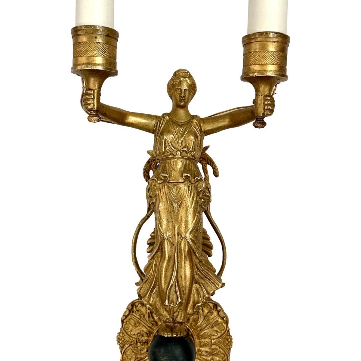 19th Century Pair of Large Empire Sconces For Sale