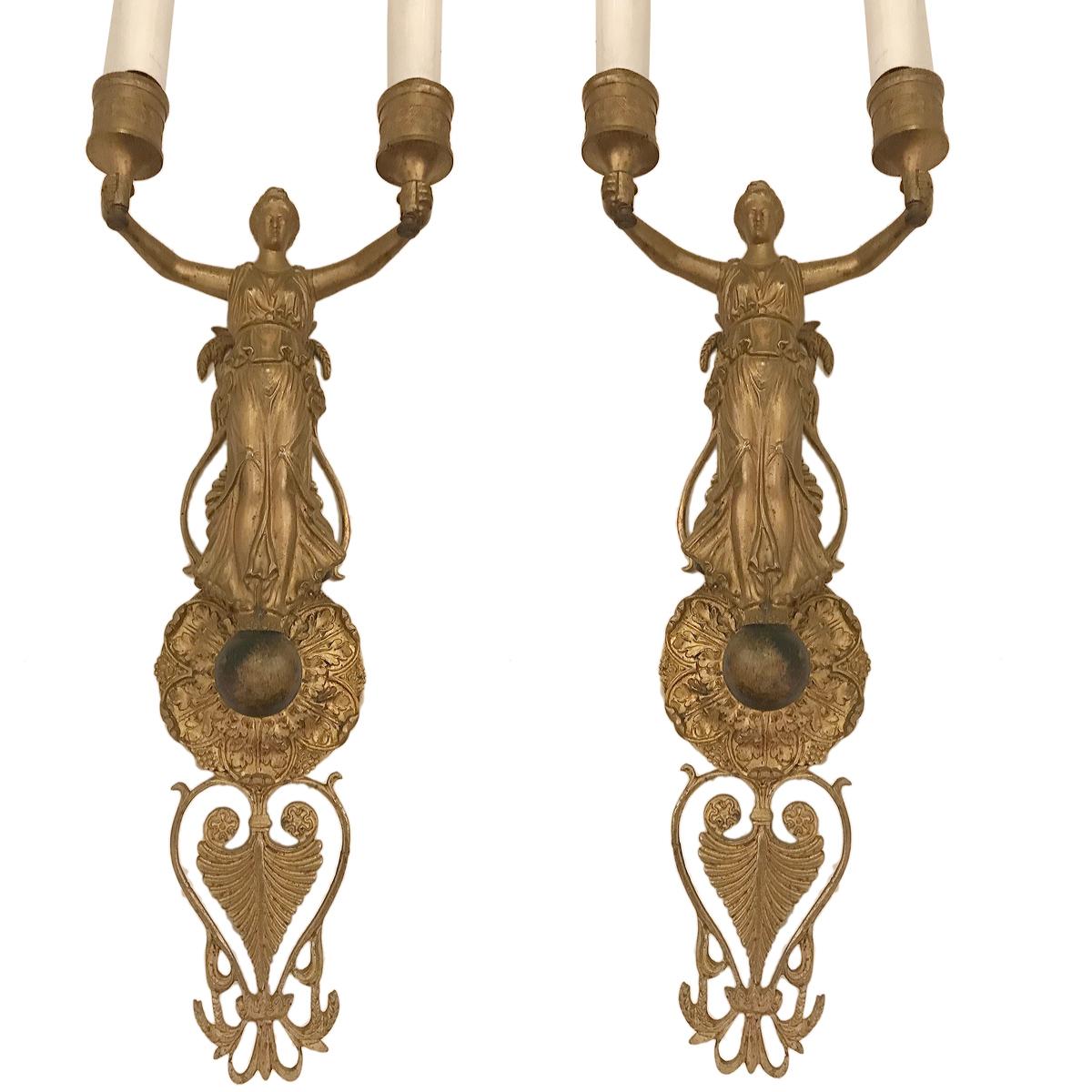 Pair of Large Empire Sconces For Sale 2