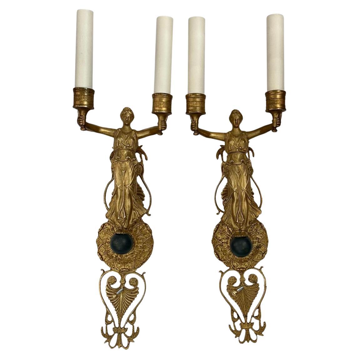 Paire de grandes appliques Empire