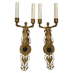 Paire de grandes appliques Empire