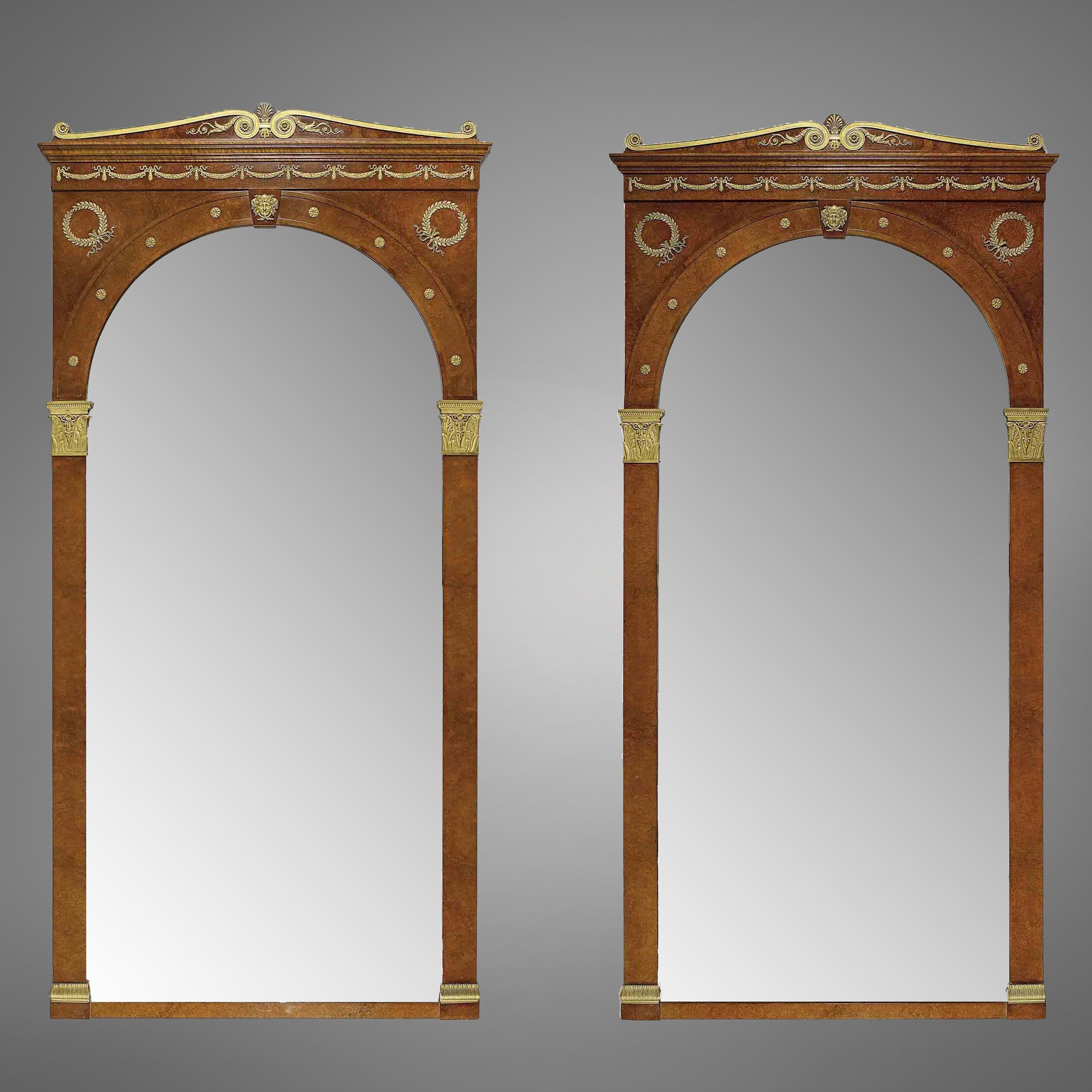 Pair of Large Empire Style Mirrors, by Maison Krieger In Good Condition For Sale In Brighton, West Sussex