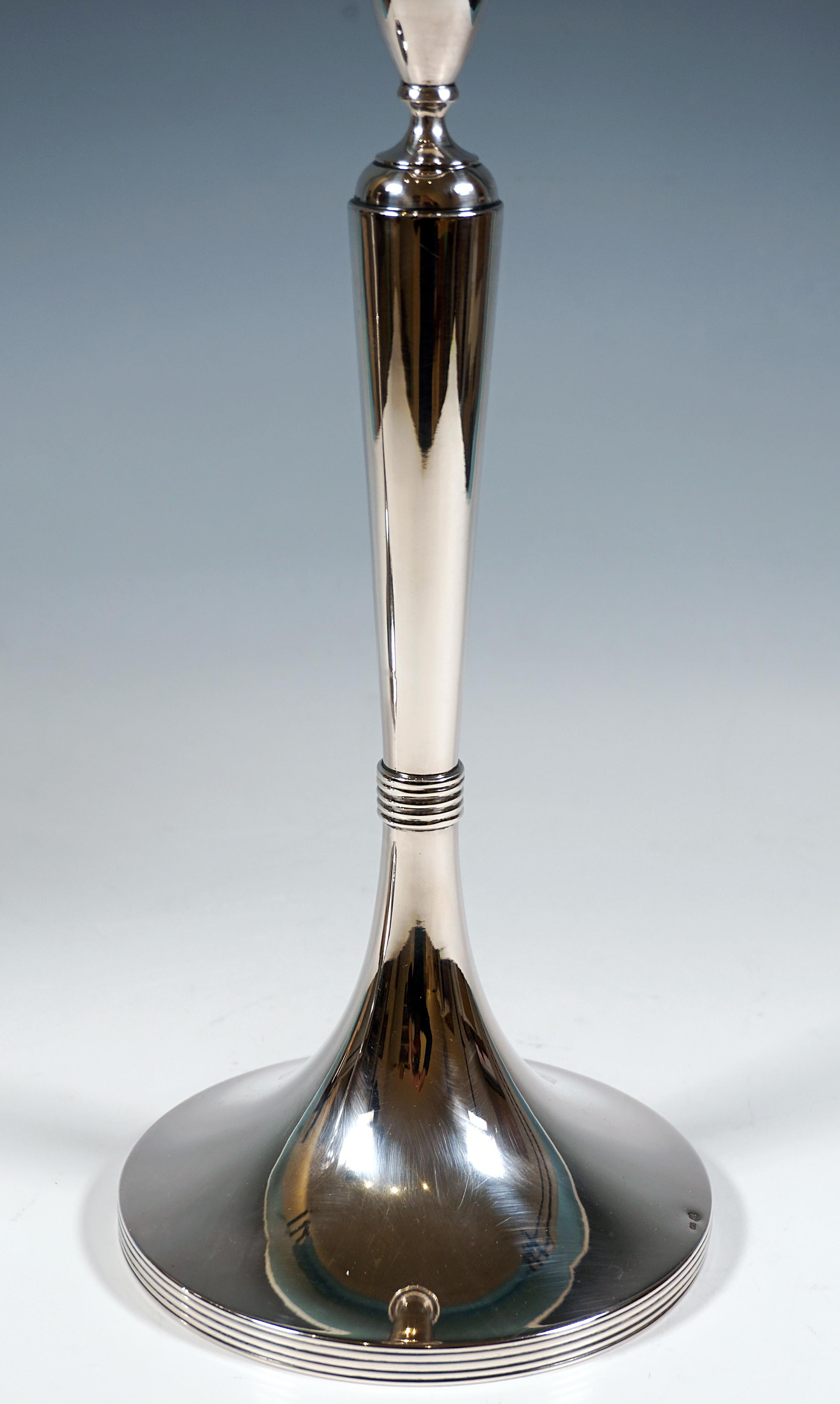 Late 19th Century Pair Of Large Empire-Style Silver Candle Holders, Hermann Südfeld, Vienna, c1890 For Sale