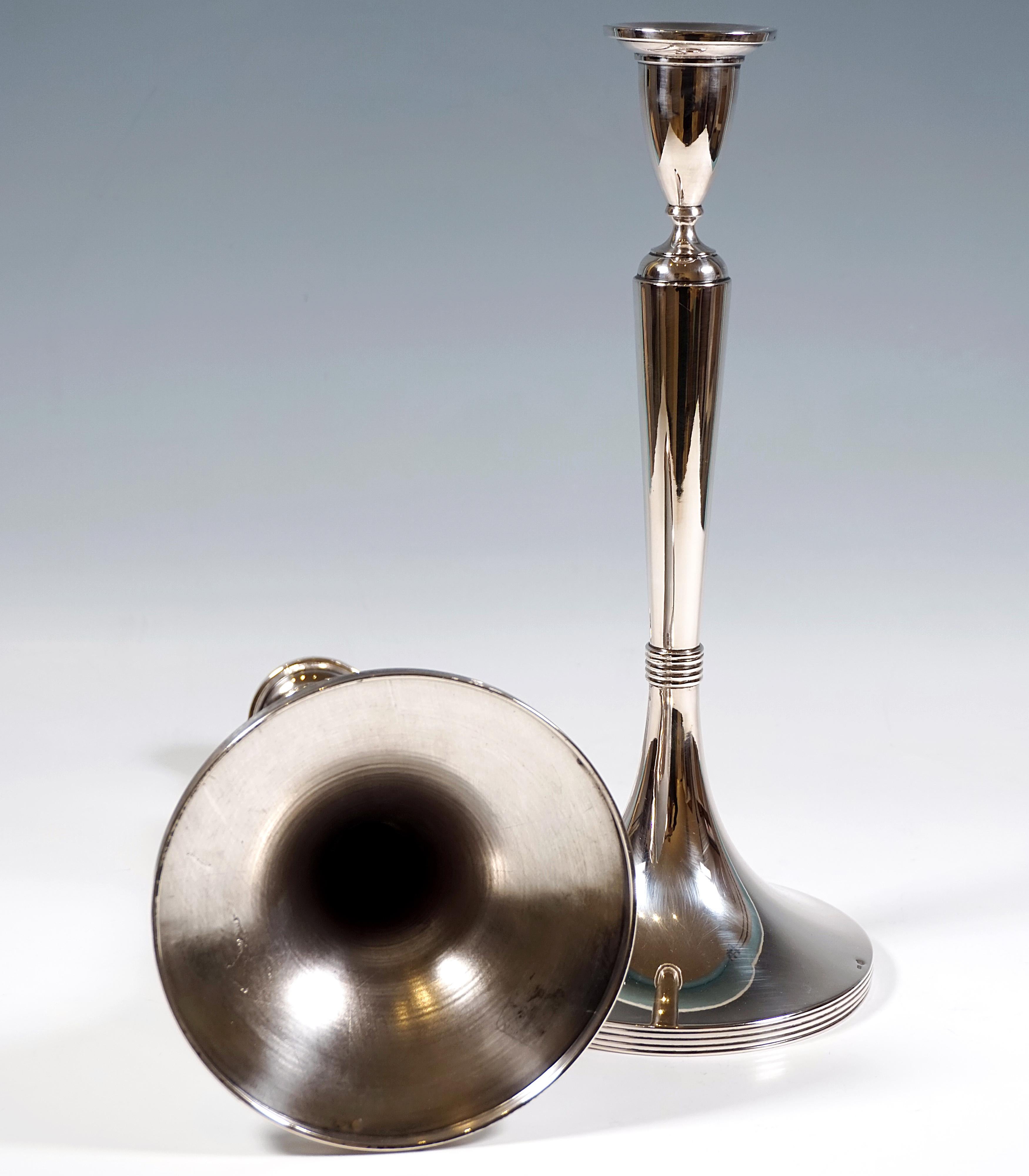 Pair Of Large Empire-Style Silver Candle Holders, Hermann Südfeld, Vienna, c1890 For Sale 1