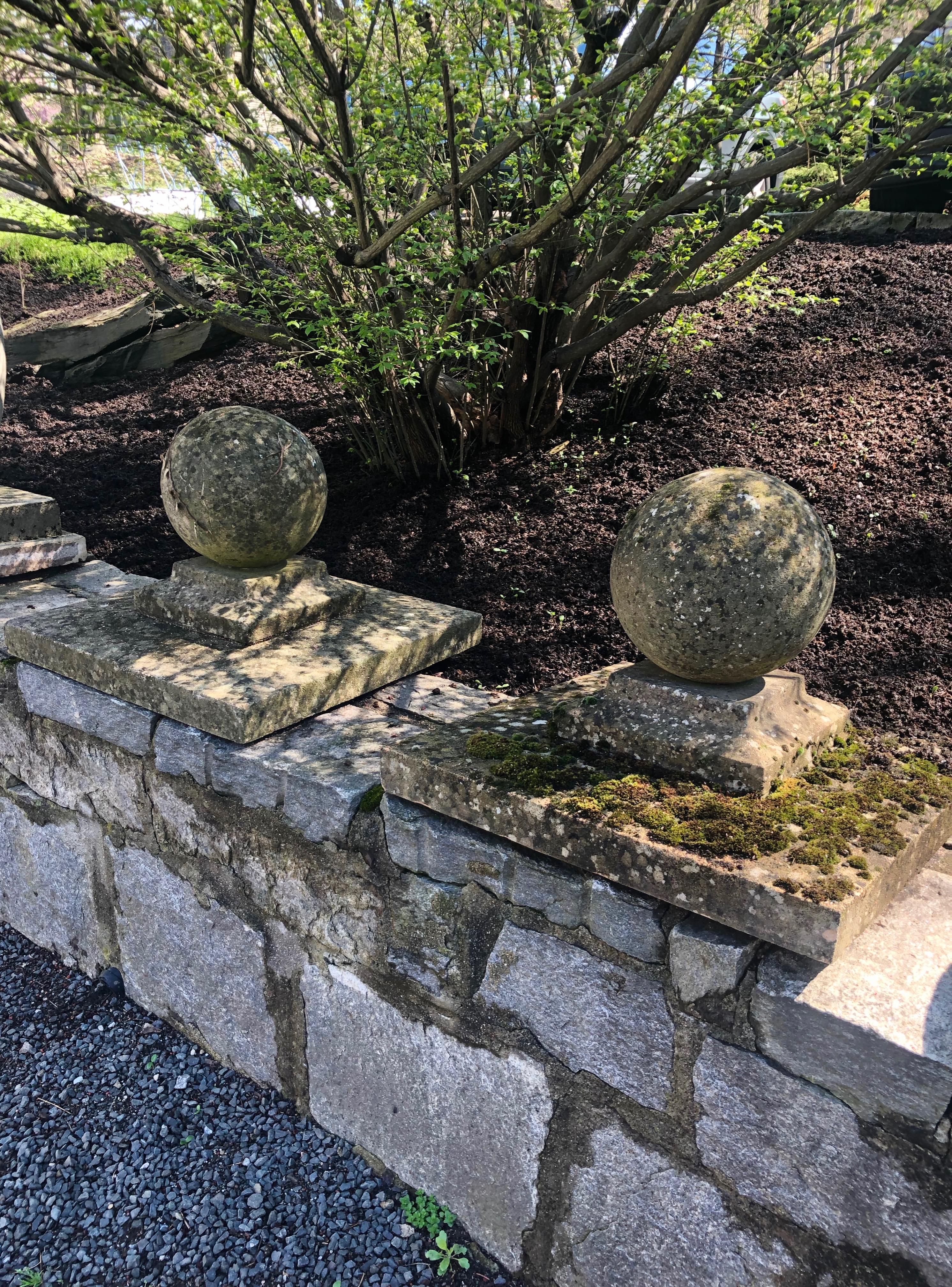 For all of you who’ve been bugging us about finding ball-top finials, here they are and we have two pairs…this one and FBF 1067B. In fabulous condition with a patina to die for, they have loads of moss, lichen, and some residual vines, and would