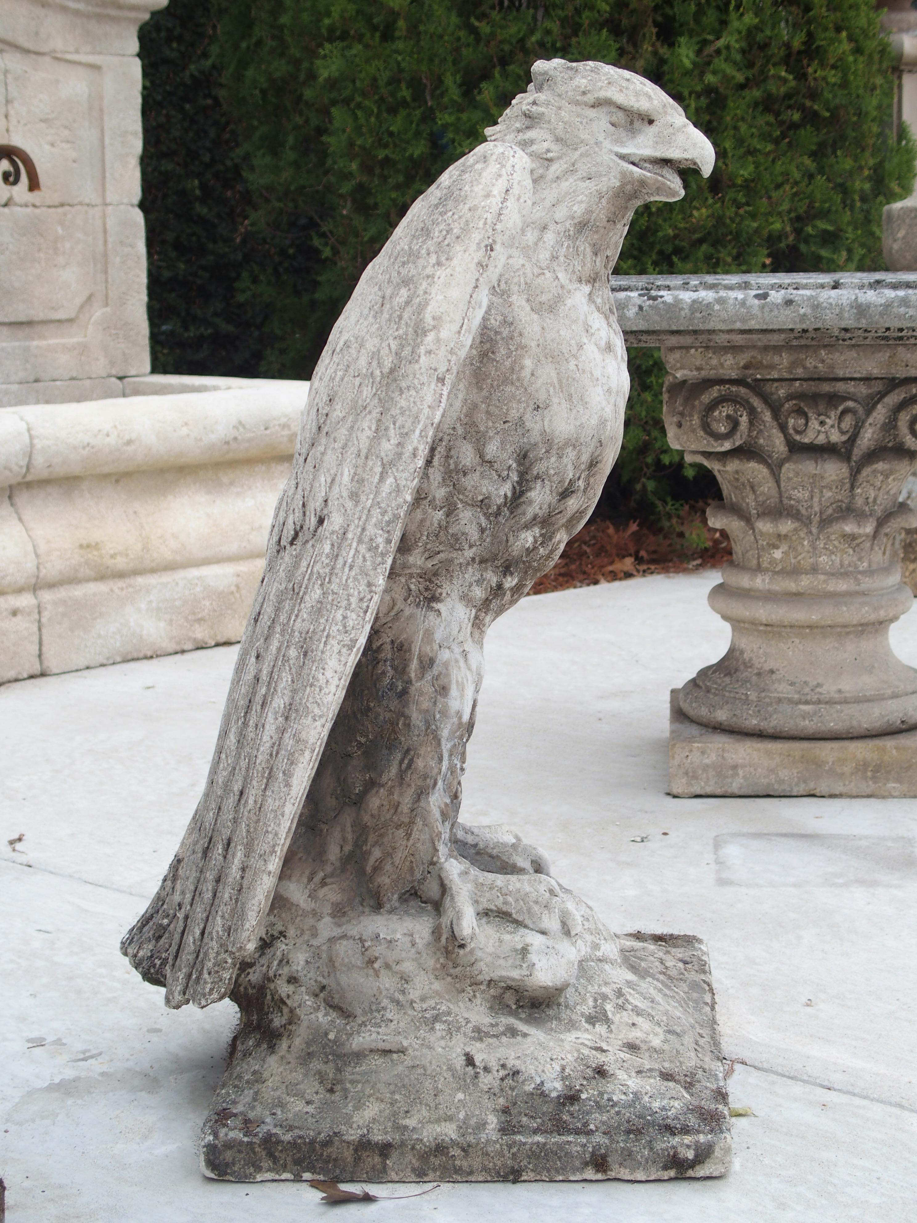 Pair of Large English Cast Stone Opposing Eagles, circa 1920s 7