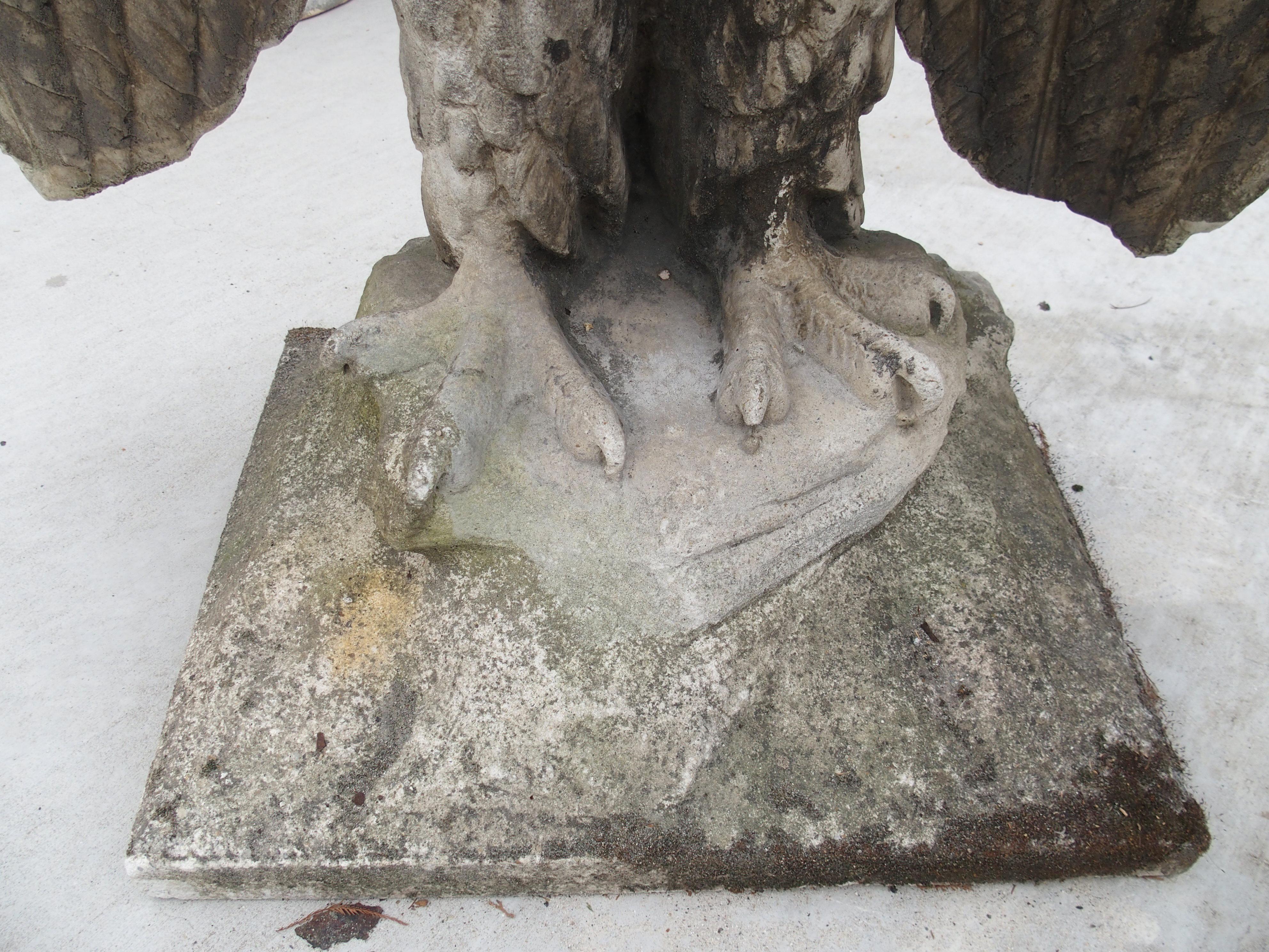 Pair of Large English Cast Stone Opposing Eagles, circa 1920s 9