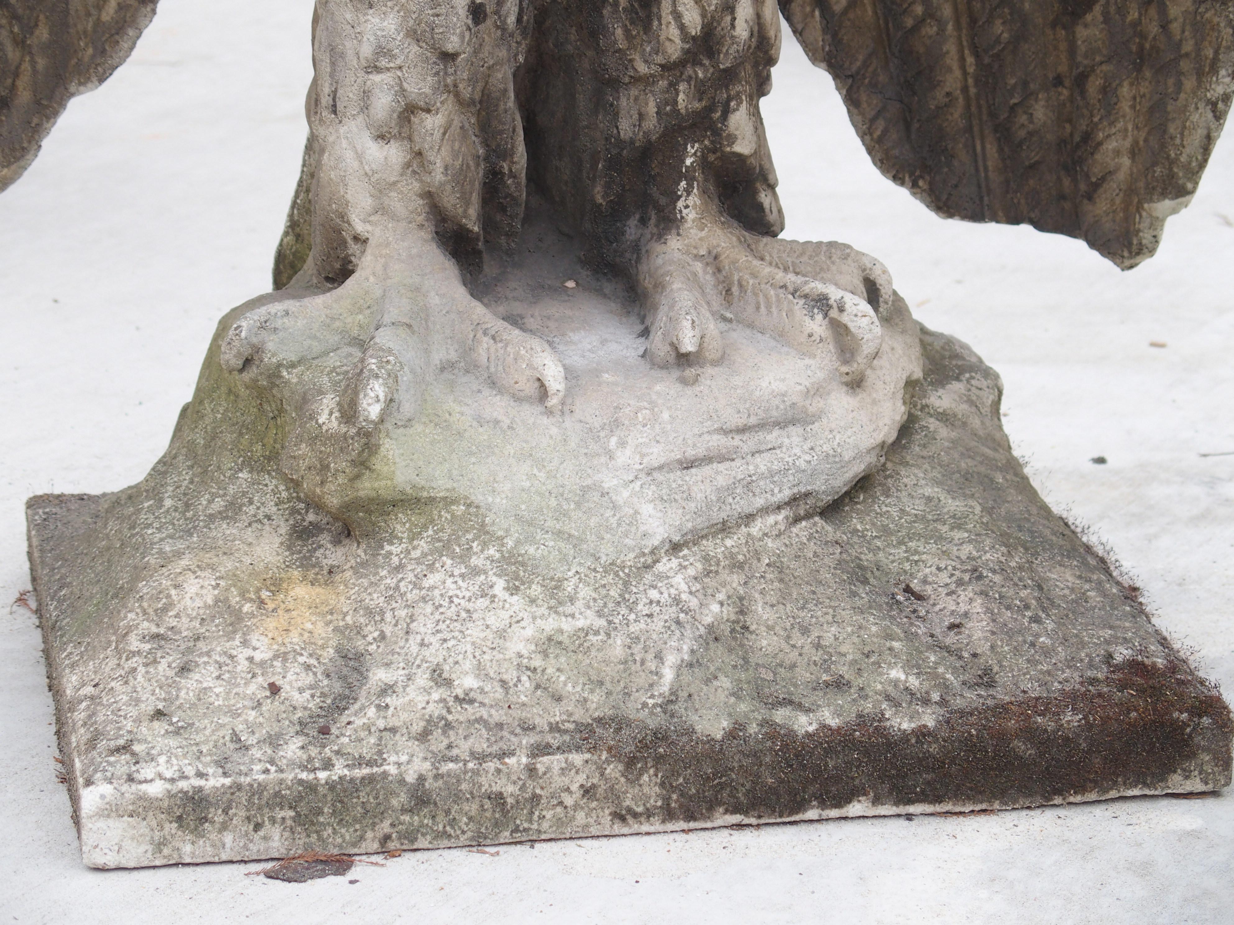 Pair of Large English Cast Stone Opposing Eagles, circa 1920s 2