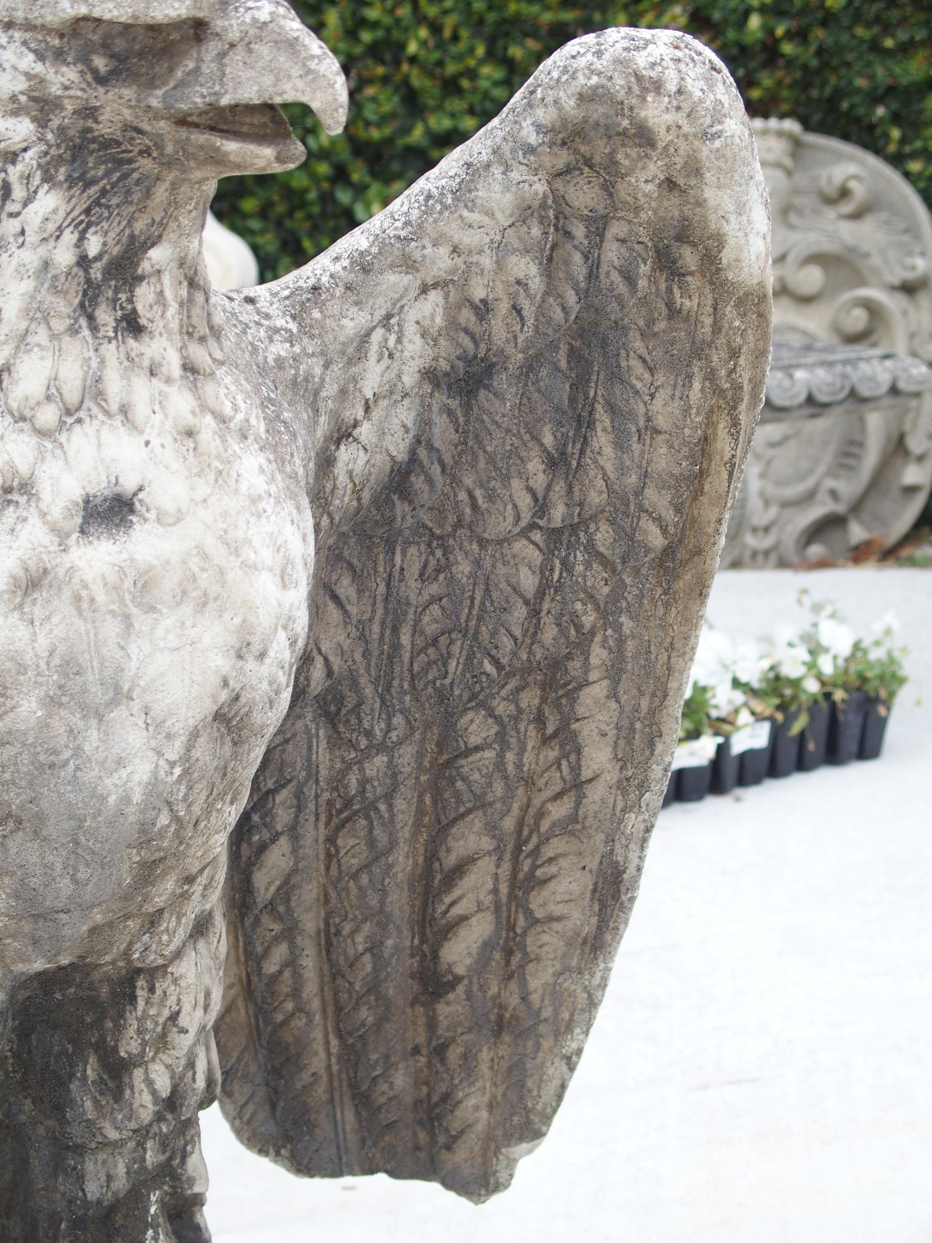 Pair of Large English Cast Stone Opposing Eagles, circa 1920s 5