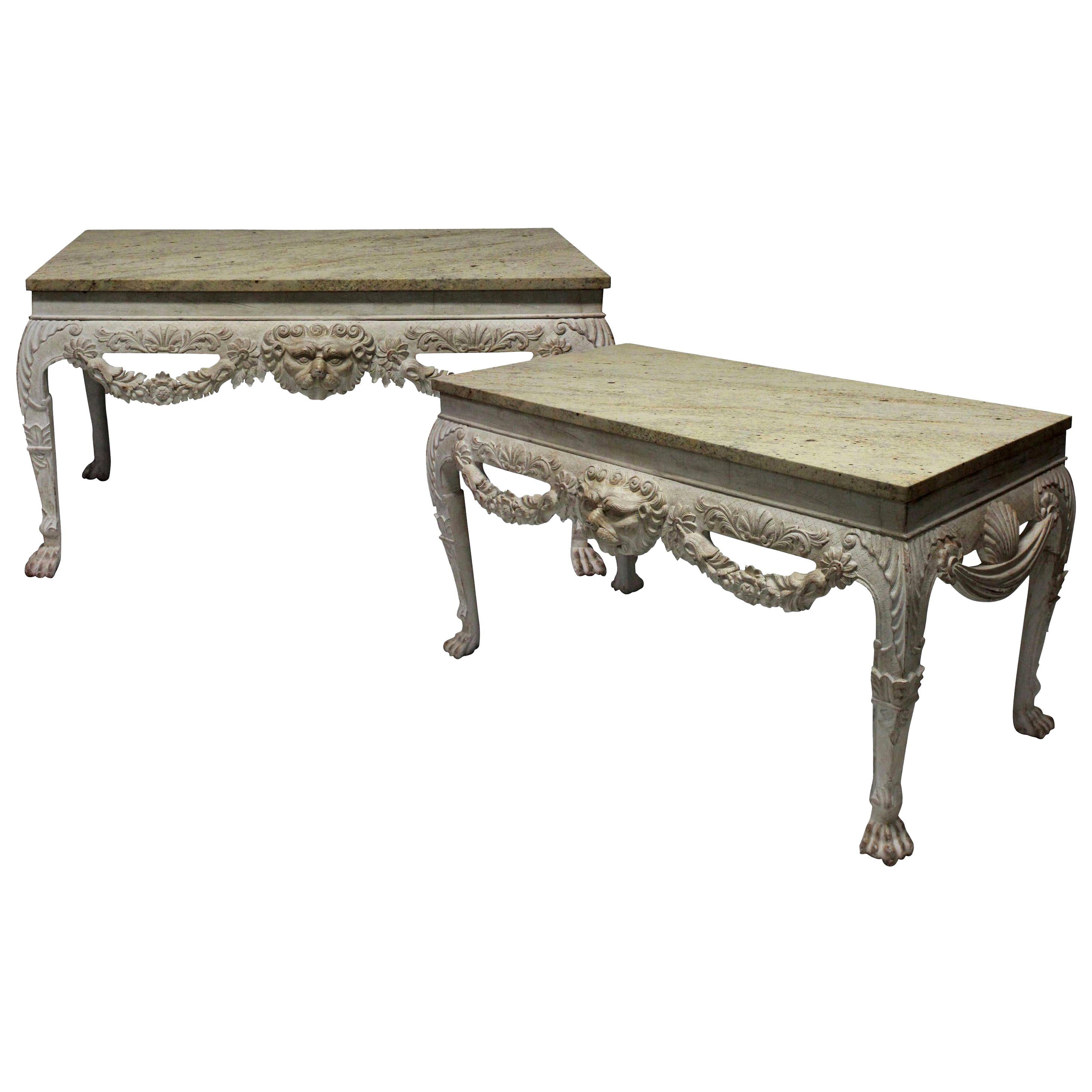Pair of Large English Country House Console Tables