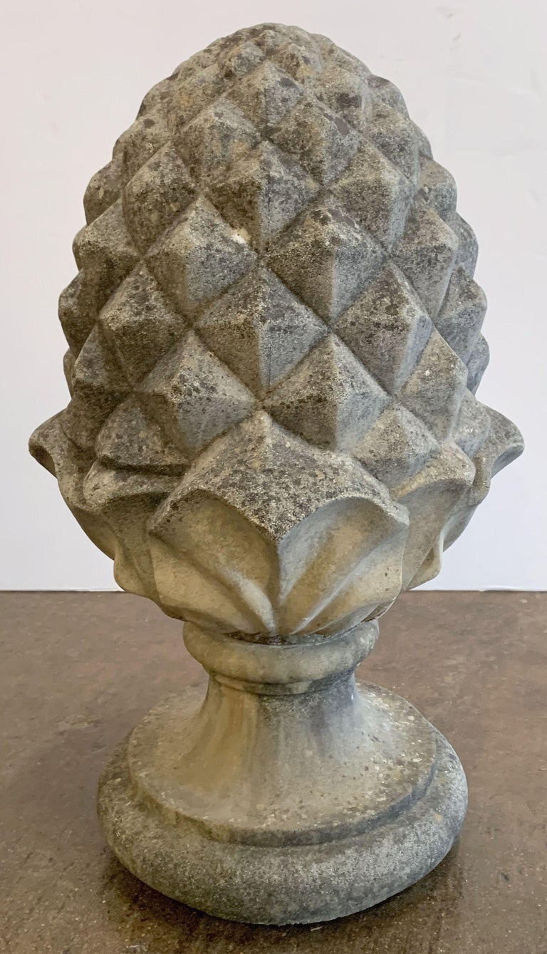Pair of Large English Garden Stone Finials at 1stDibs