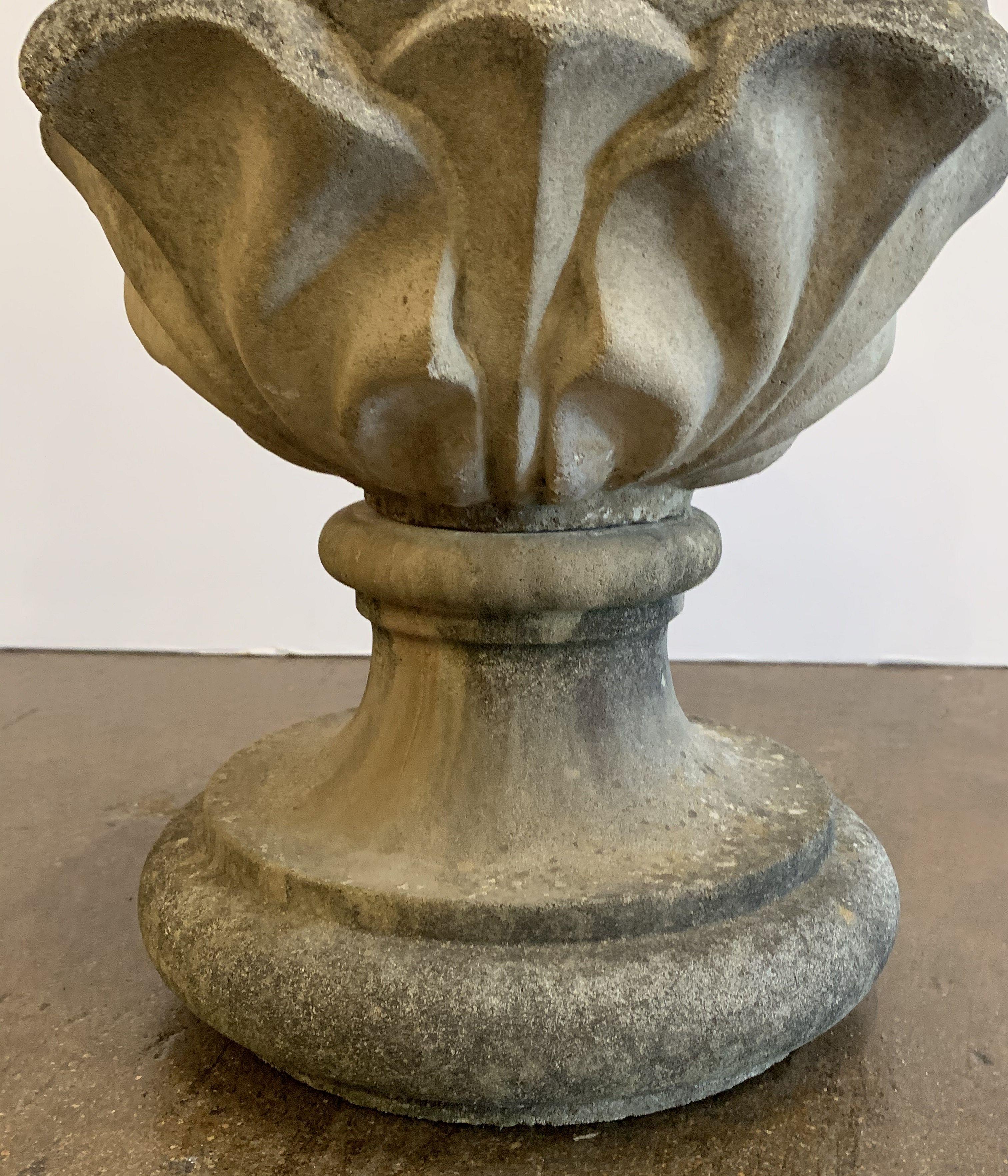 20th Century Pair of Large English Garden Stone Finials