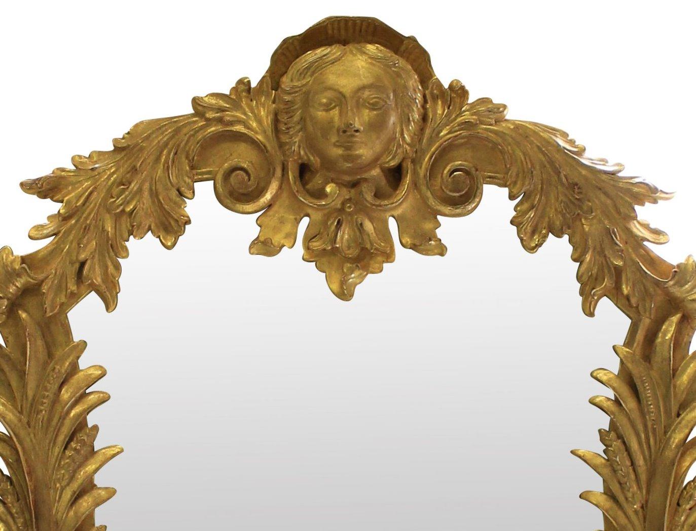 Pair of Large English George III Style Carved Giltwood Mirrors 2