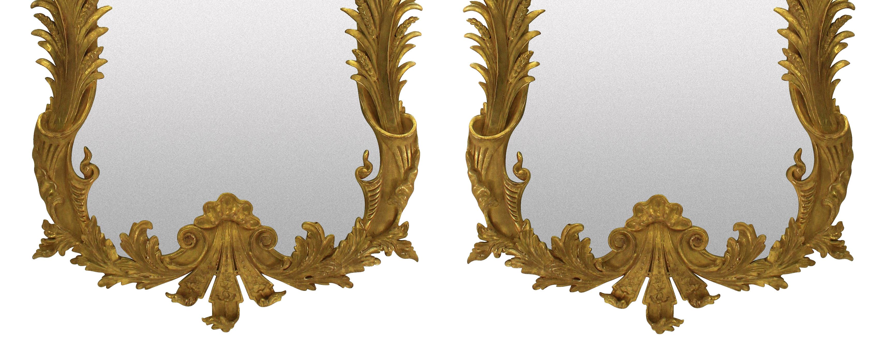 Pair of Large English George III Style Carved Giltwood Mirrors 2