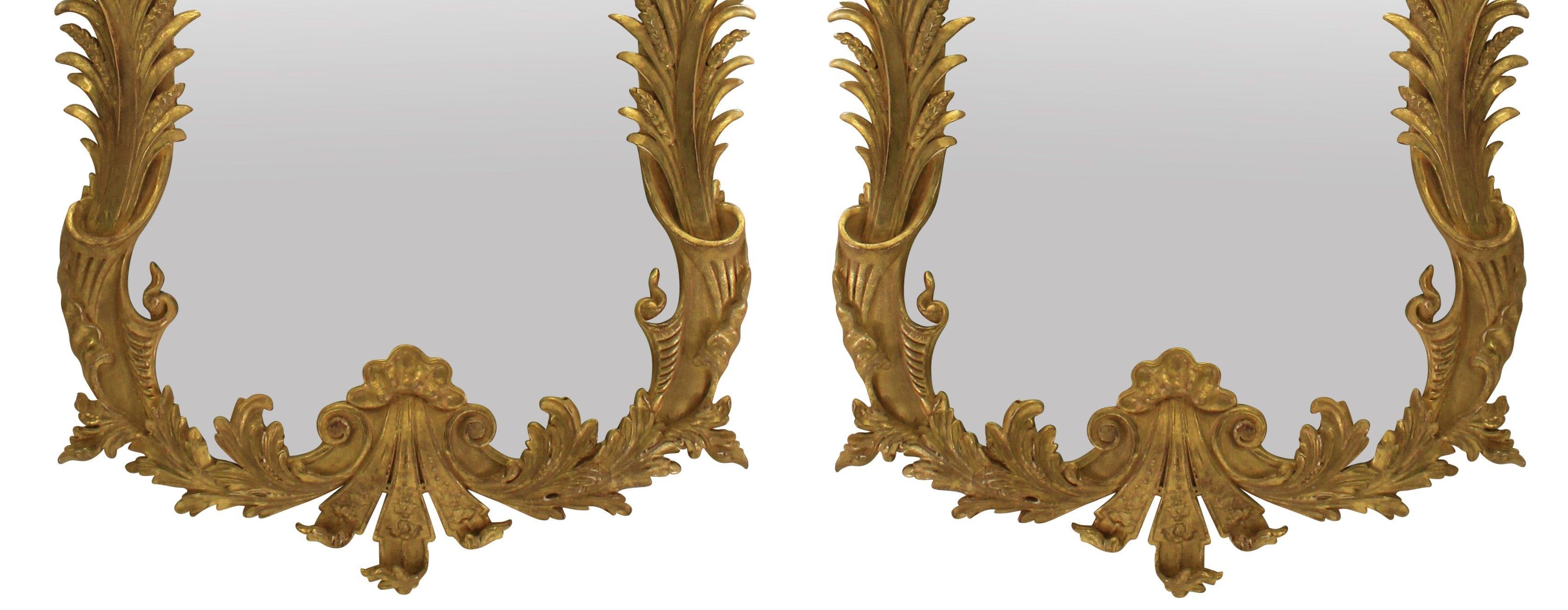 Pair of Large English George III Style Carved Giltwood Mirrors 4