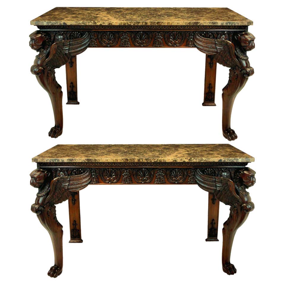 English Adam Mahogany and Marble Console Table For Sale at 1stDibs