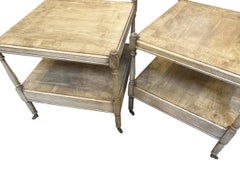 Pair Of Large English Pickled Yew Wood Etargere