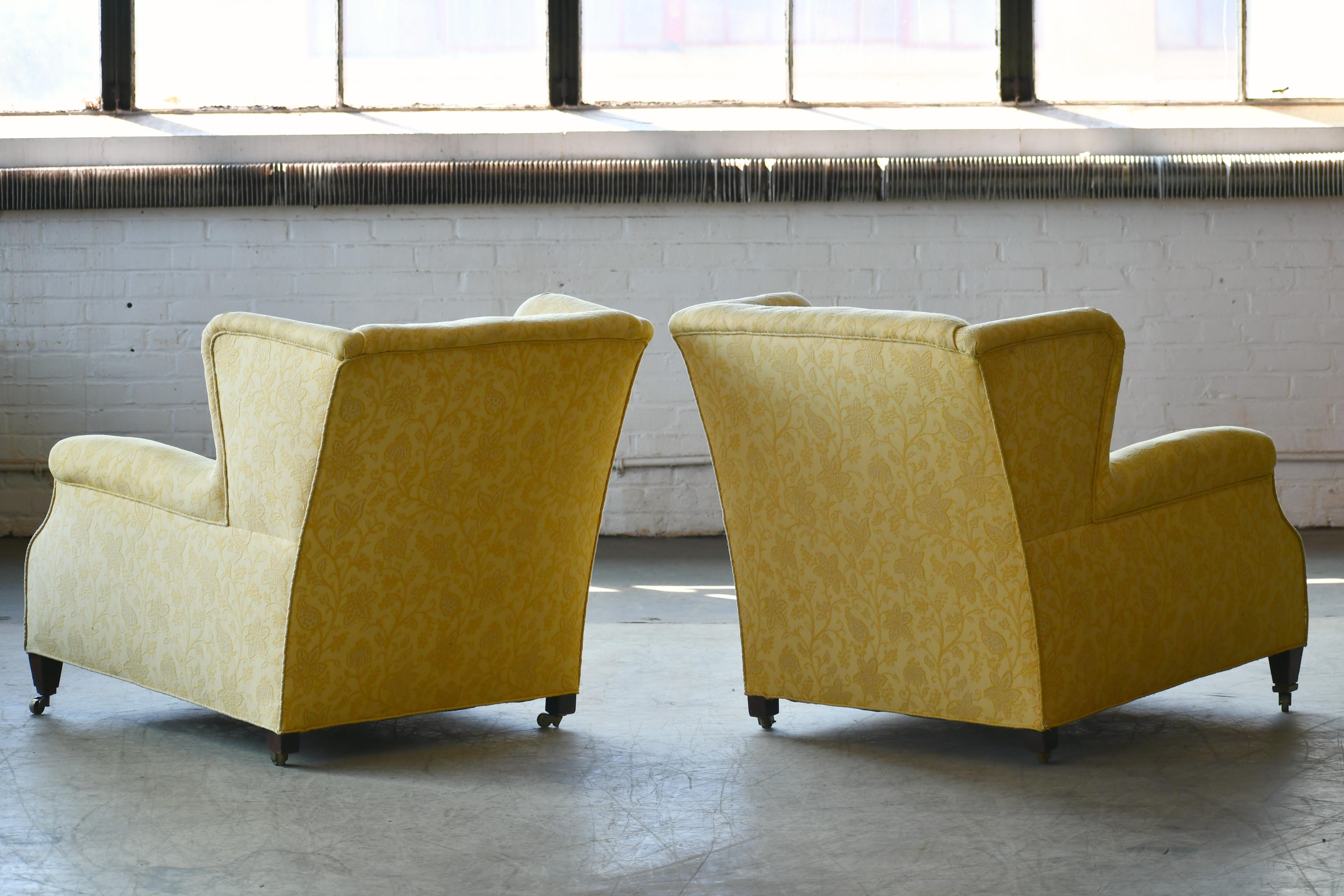 Pair of Large English-Style Over-Sized Club Chairs, Denmark, 20th Century 5