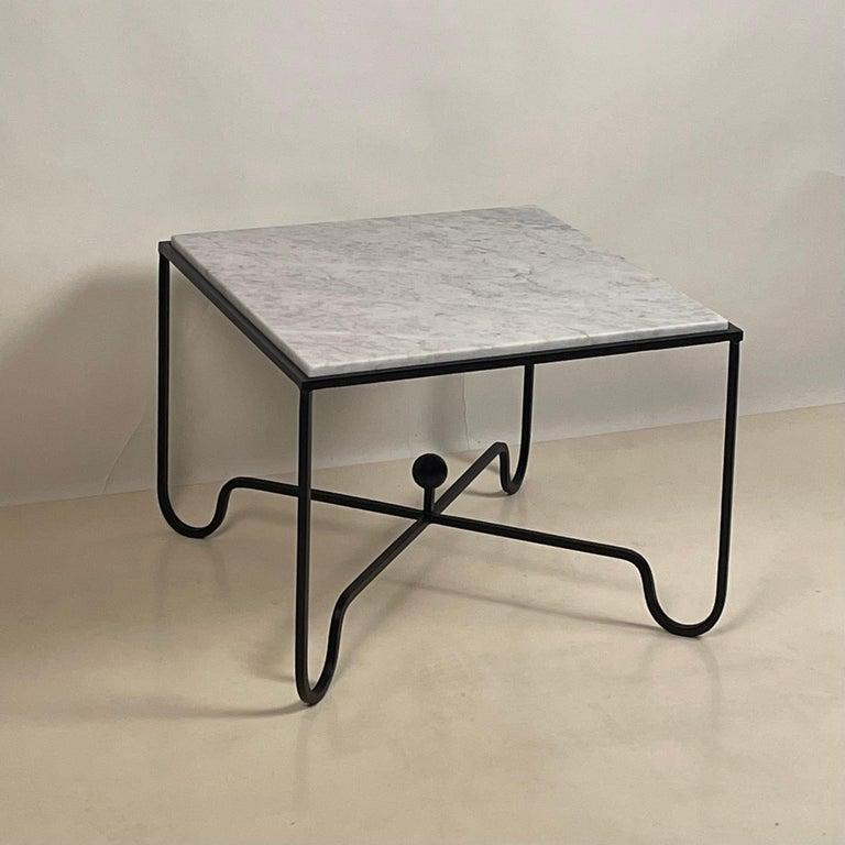 Polished Pair of Large 'Entretoise' Marble Side Tables by Design Frères For Sale