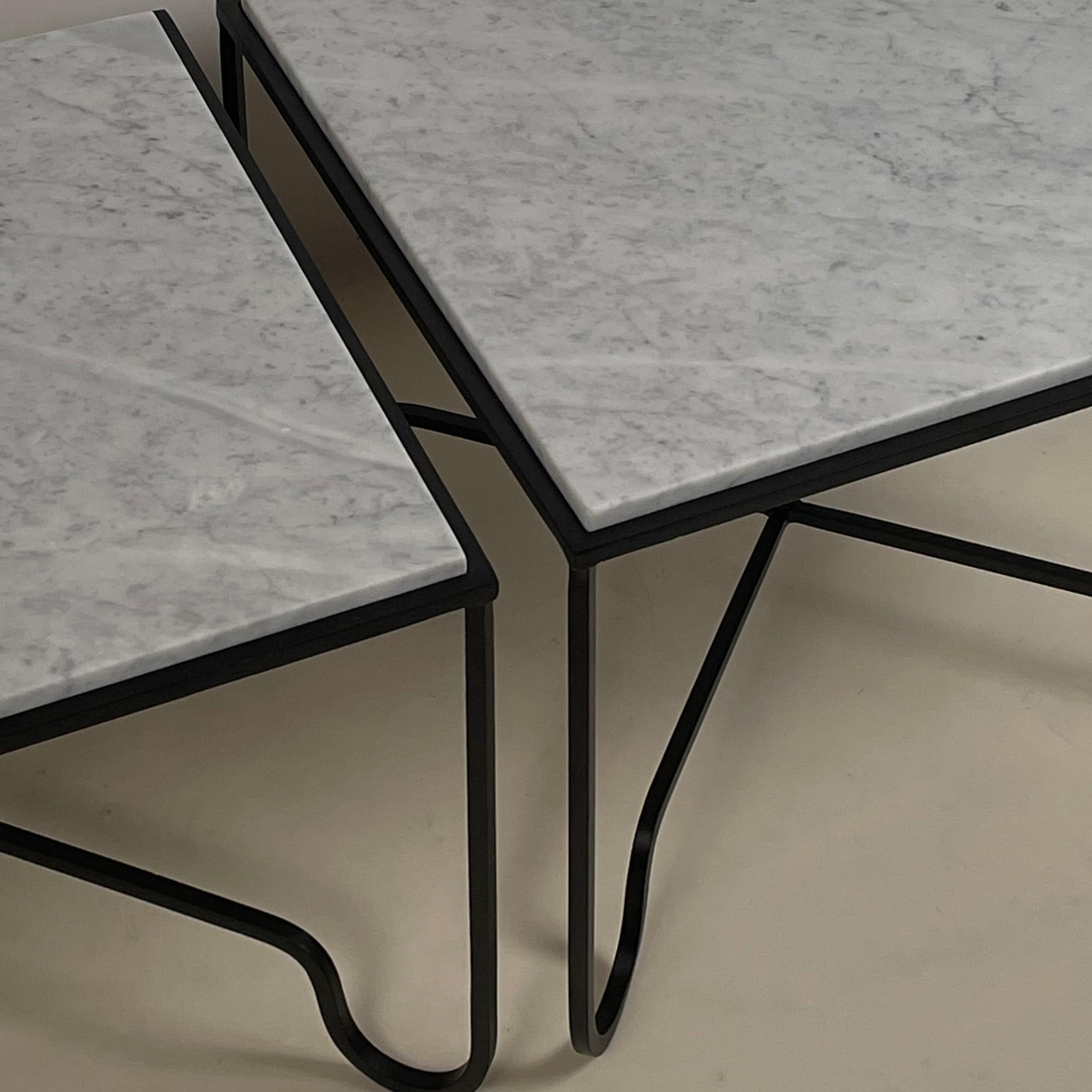 Contemporary Pair of Large 'Entretoise' Marble Side Tables by Design Frères For Sale