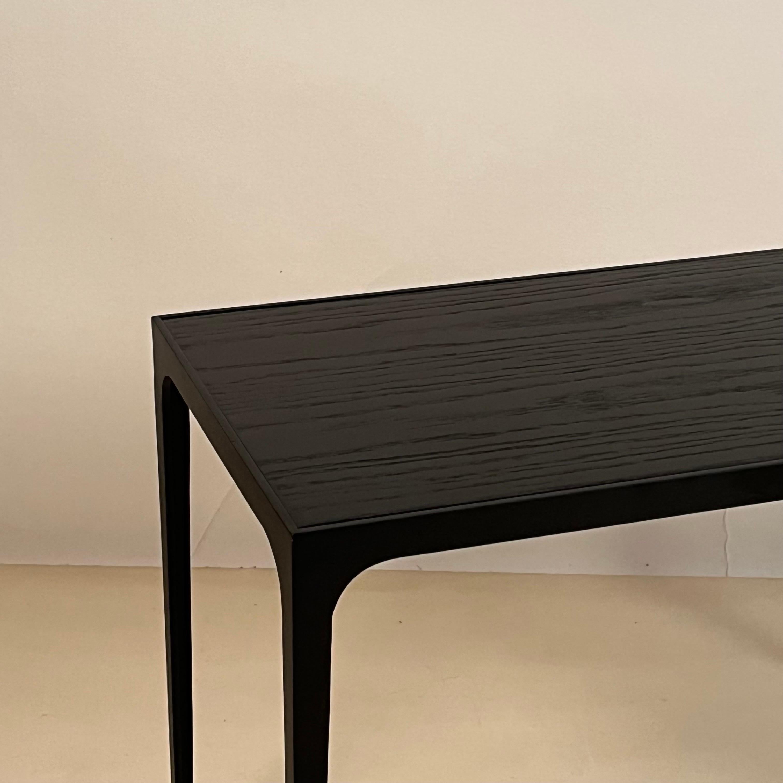 Contemporary Pair of Large 'Esquisse' Ebonized Oak End Tables by Design Frères For Sale