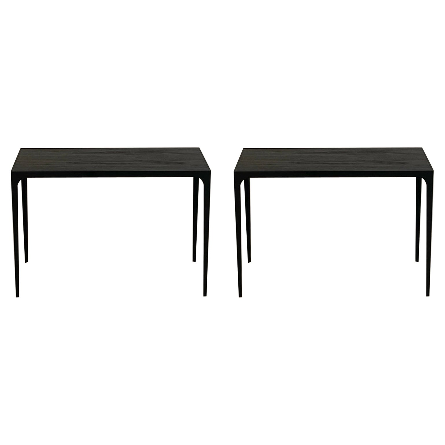 Pair of Large 'Esquisse' Ebonized Oak End Tables by Design Frères