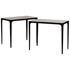 Pair of Large 'Esquisse' Honed Marble Side or End Tables