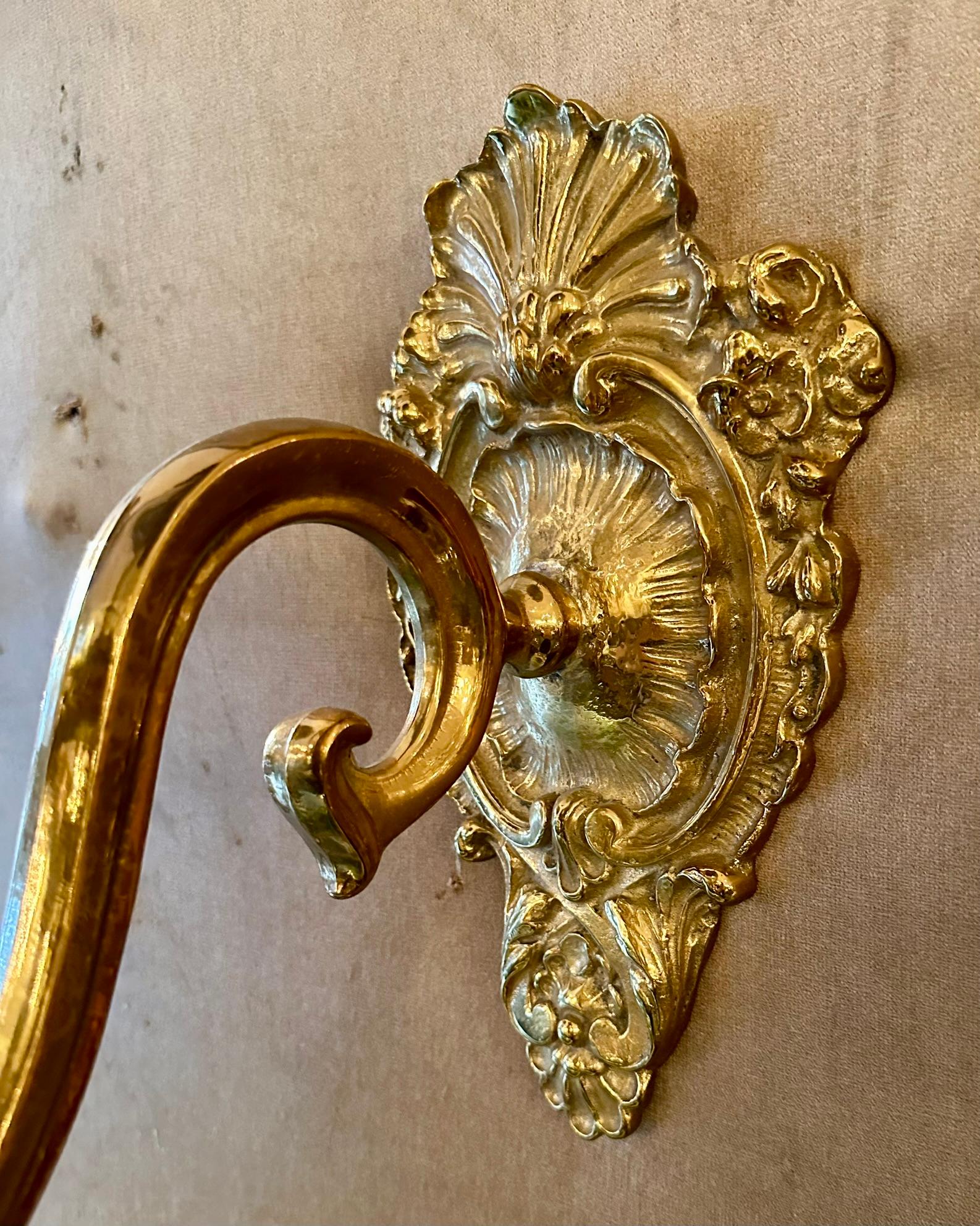 Pair of Large European Louis XVI Style Brass Entry Lanterns. For Sale 4