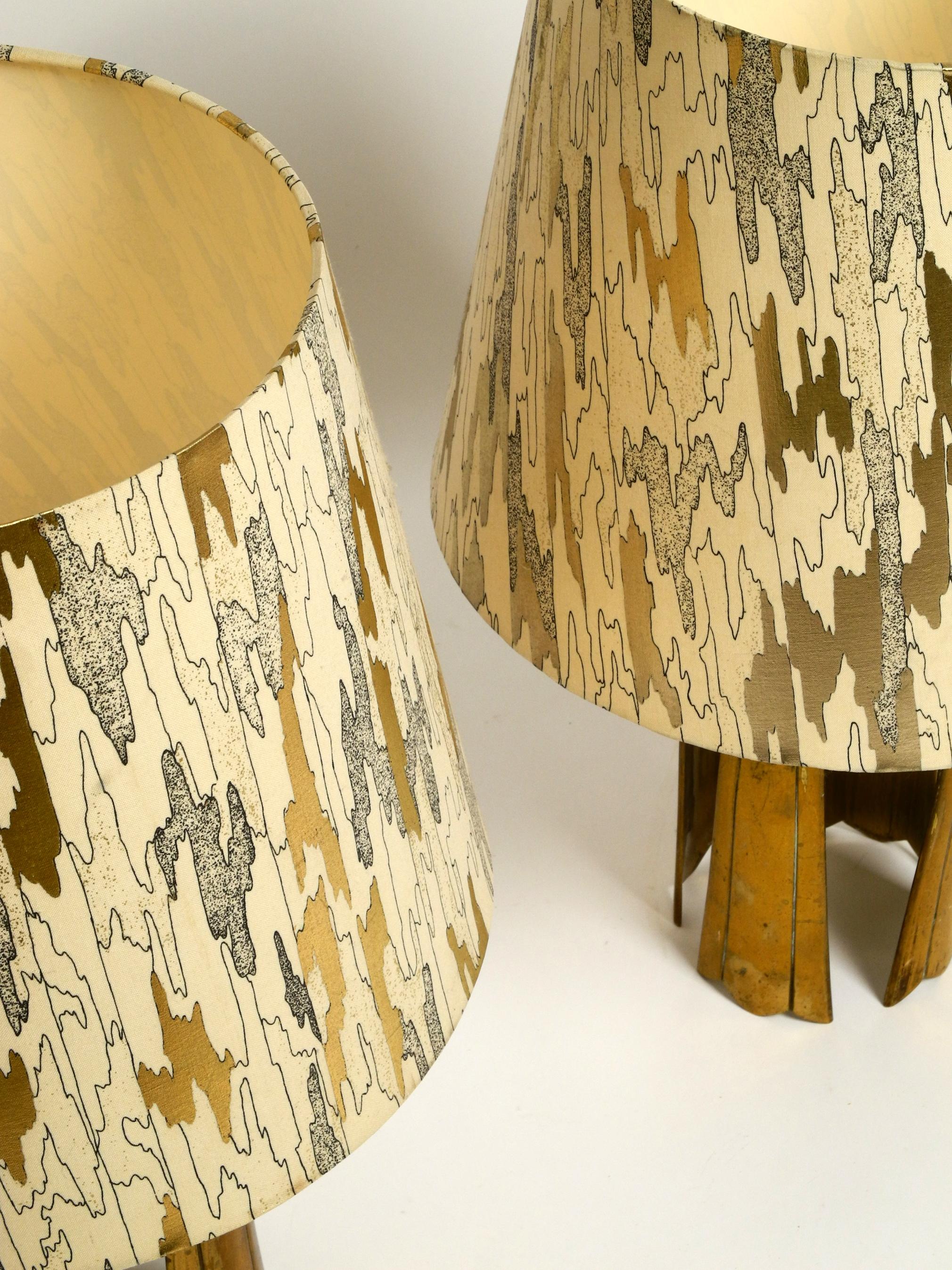 Pair of large extraordinary heavy Mid Century brass table lamps For Sale 9
