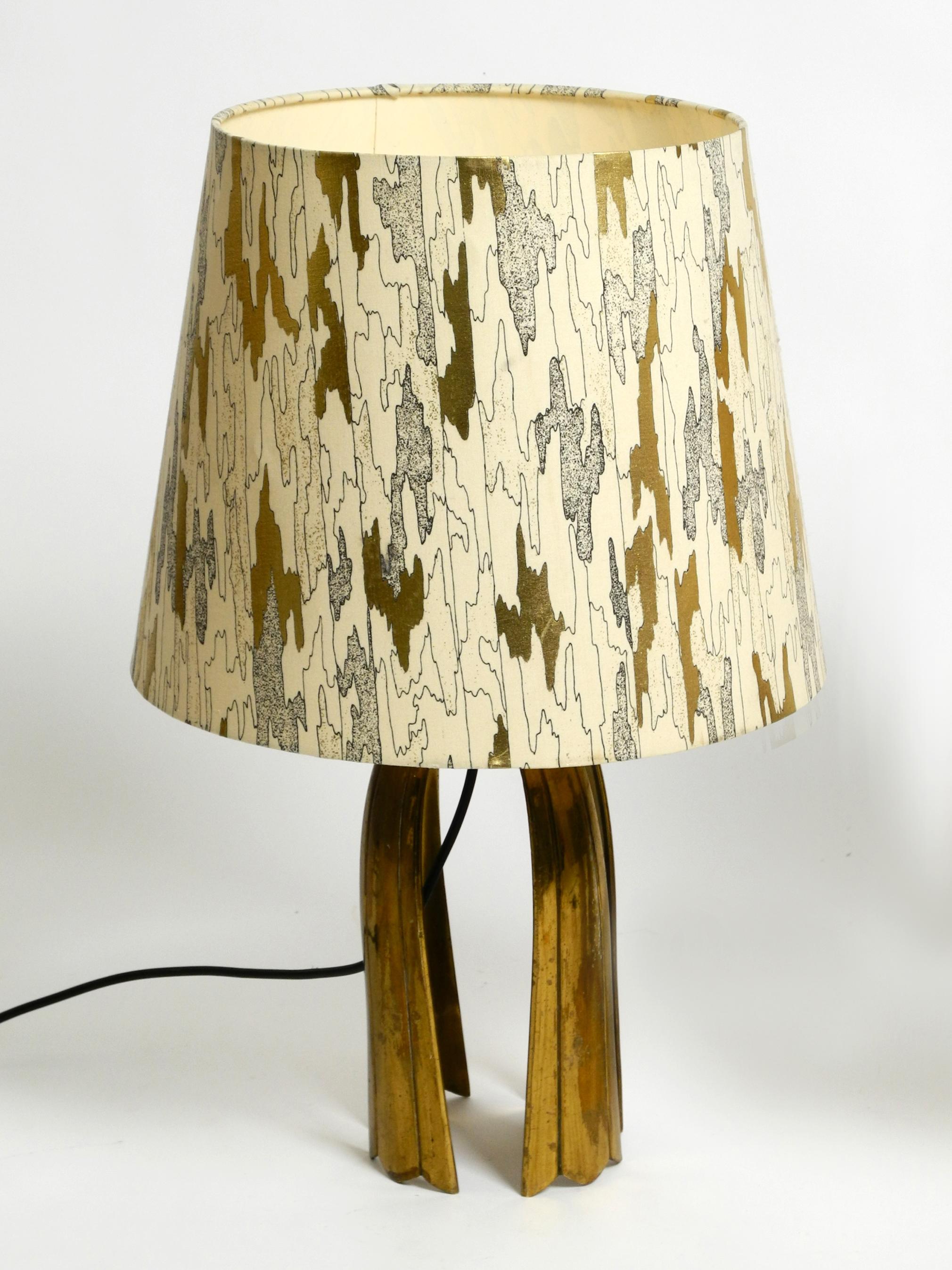 Pair of large extraordinary heavy Mid Century brass table lamps For Sale 11