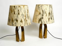 Paar große außergewöhnliche schwere Messing-Tischlampen aus der Mitte des Jahrhunderts