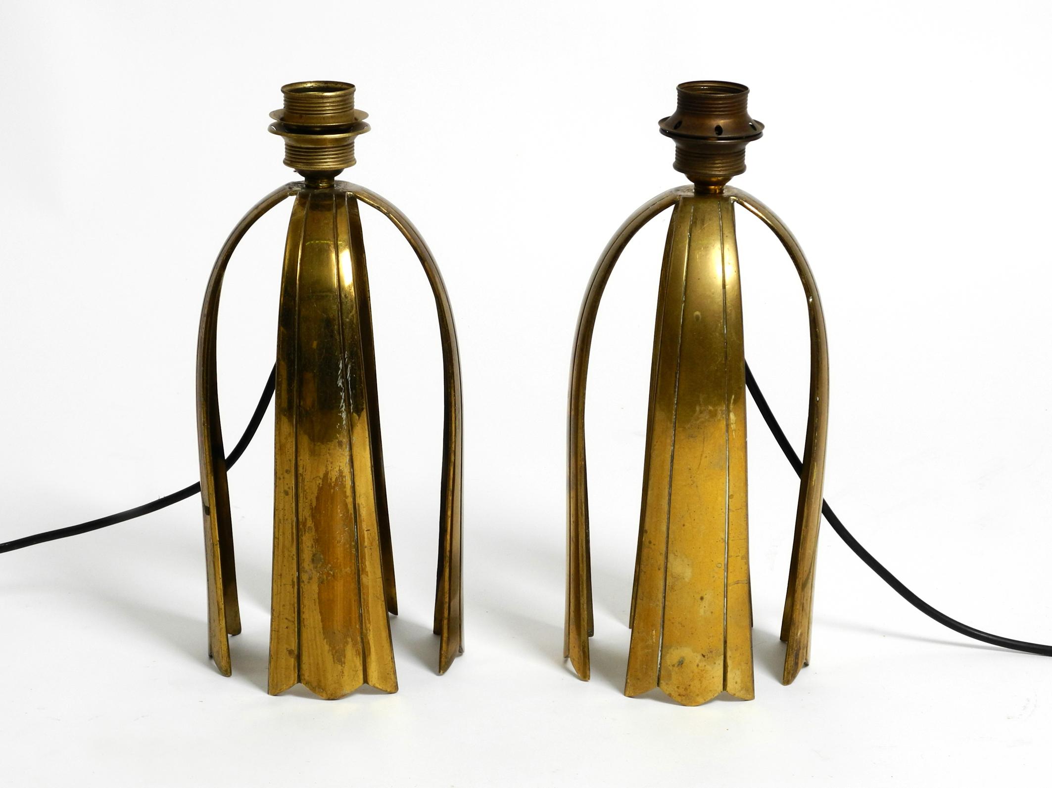 Mid-20th Century Pair of large extraordinary heavy Mid Century brass table lamps For Sale