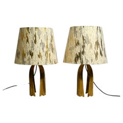 Pair of large extraordinary heavy Mid Century brass table lamps